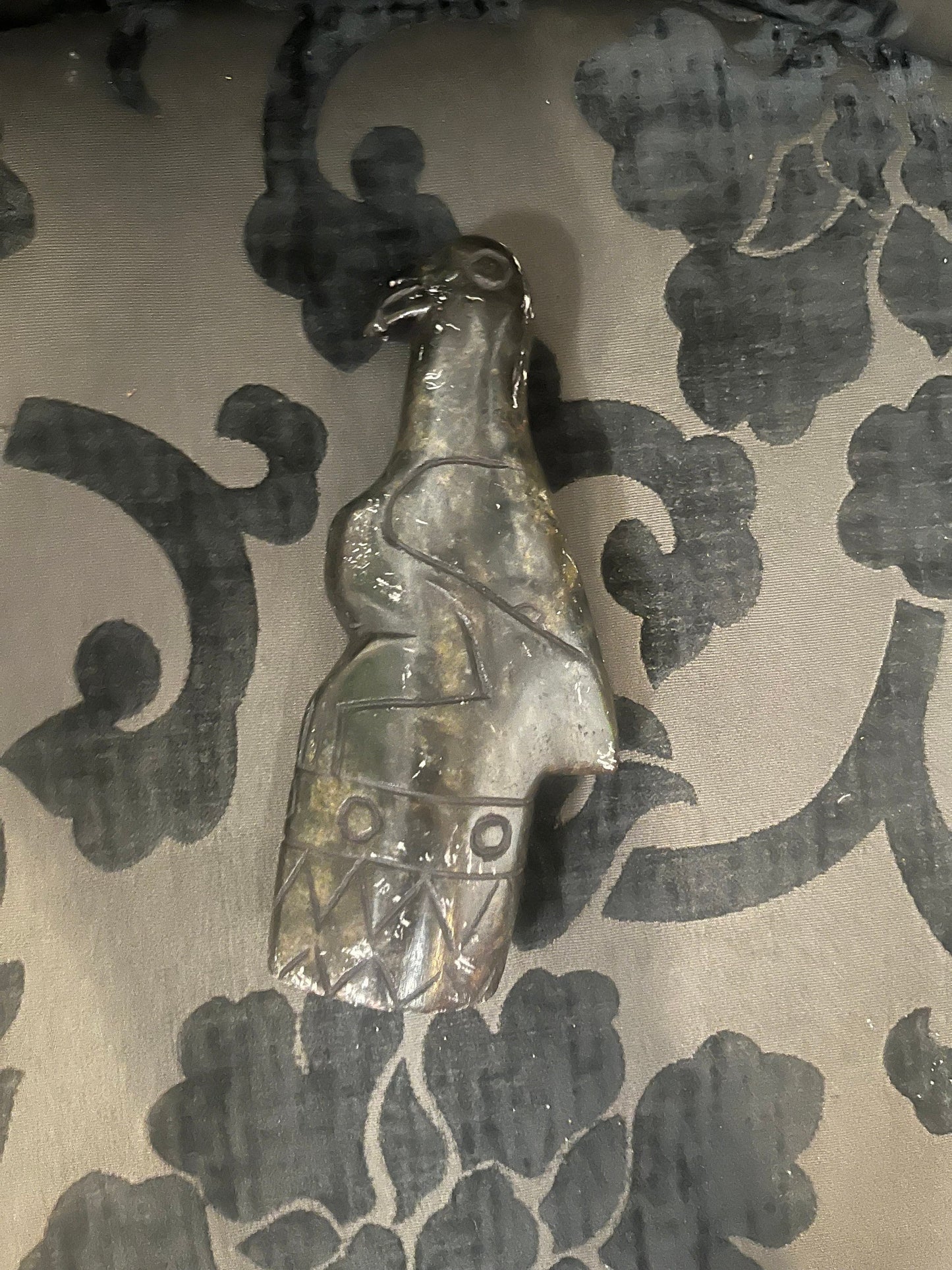 Lovely 6.5 inch high signed indigenous inuit soapstone bird sculpture some scratches see photos lovely imagery