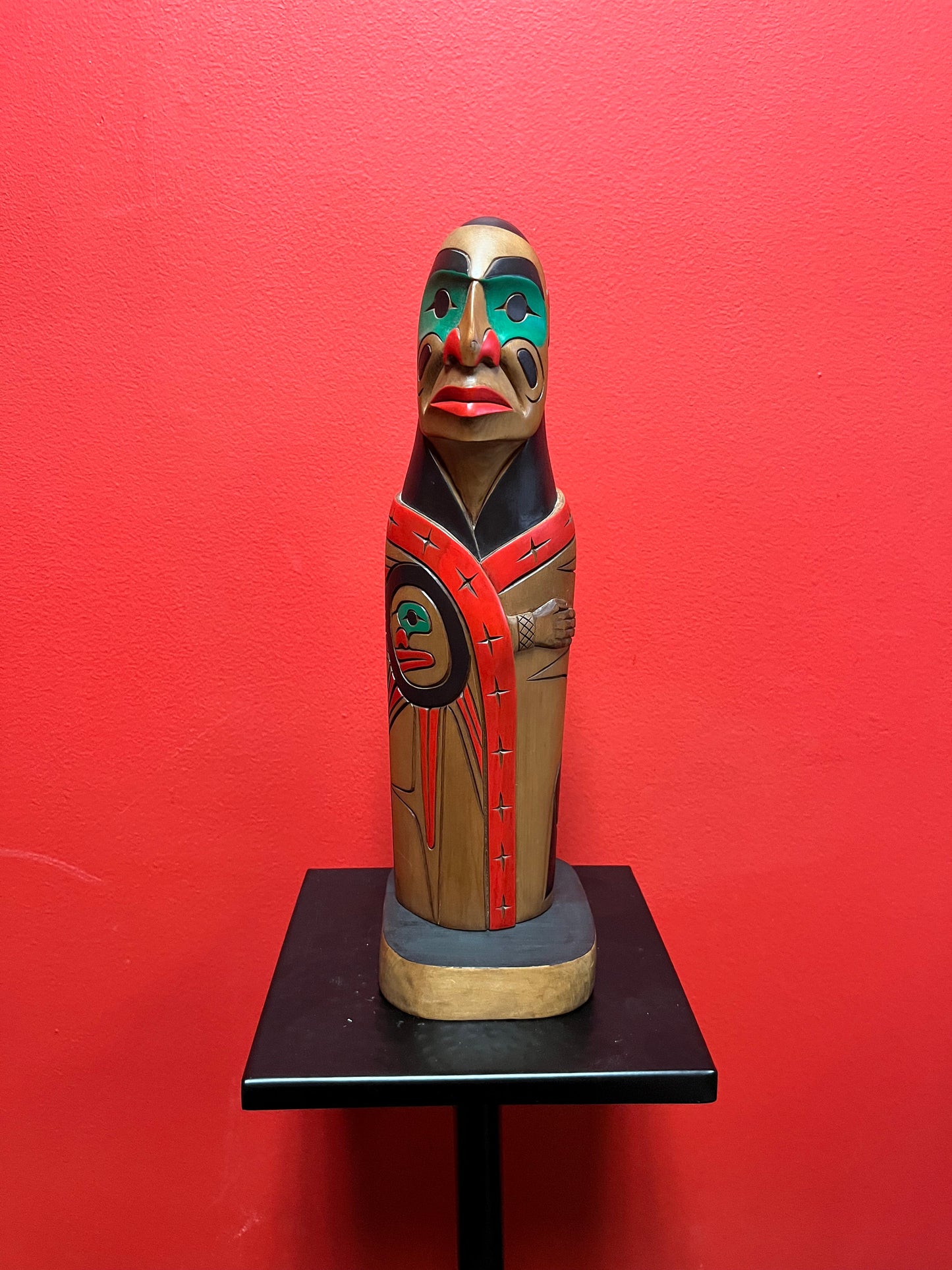 Stunning 14 inch indigenous first nations Pacific northwest coast totem pole One of a kind and unsigned