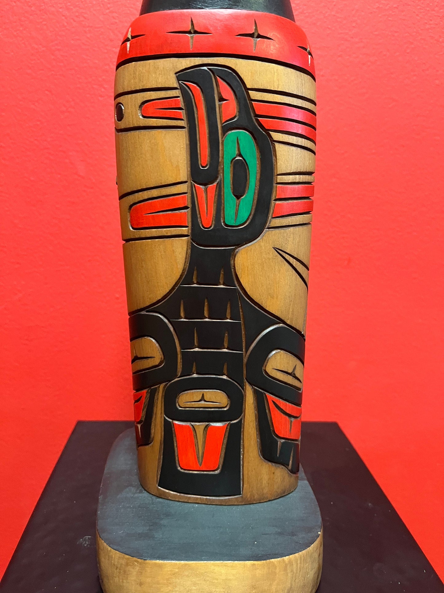 Stunning 14 inch indigenous first nations Pacific northwest coast totem pole One of a kind and unsigned