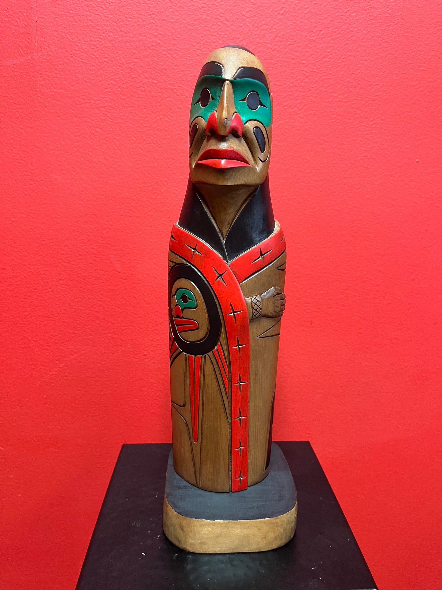 Stunning 14 inch indigenous first nations Pacific northwest coast totem pole One of a kind and unsigned