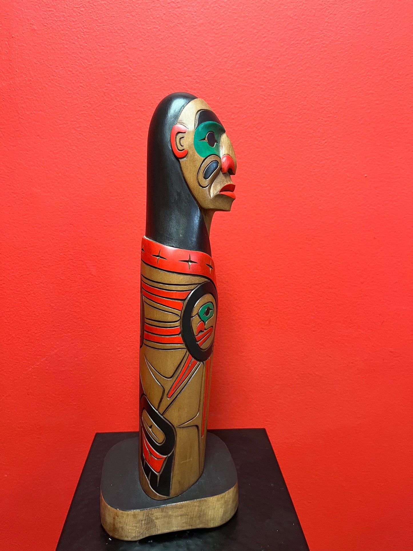 Stunning 14 inch indigenous first nations Pacific northwest coast totem pole One of a kind and unsigned
