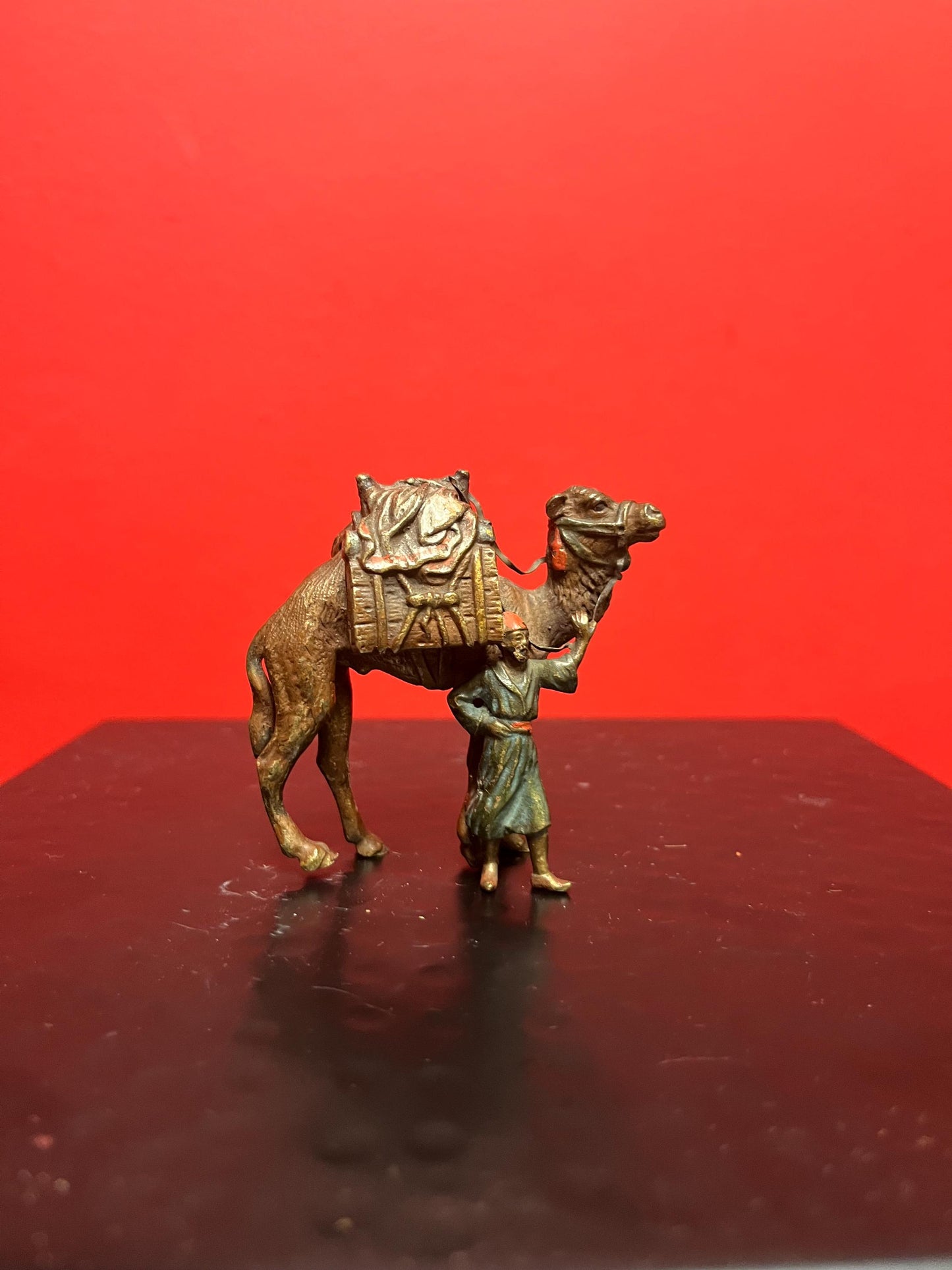 Stunning authentic antique Franz Bergman bronze statue of an Arabic man with camel wonderful condition and patina - wow