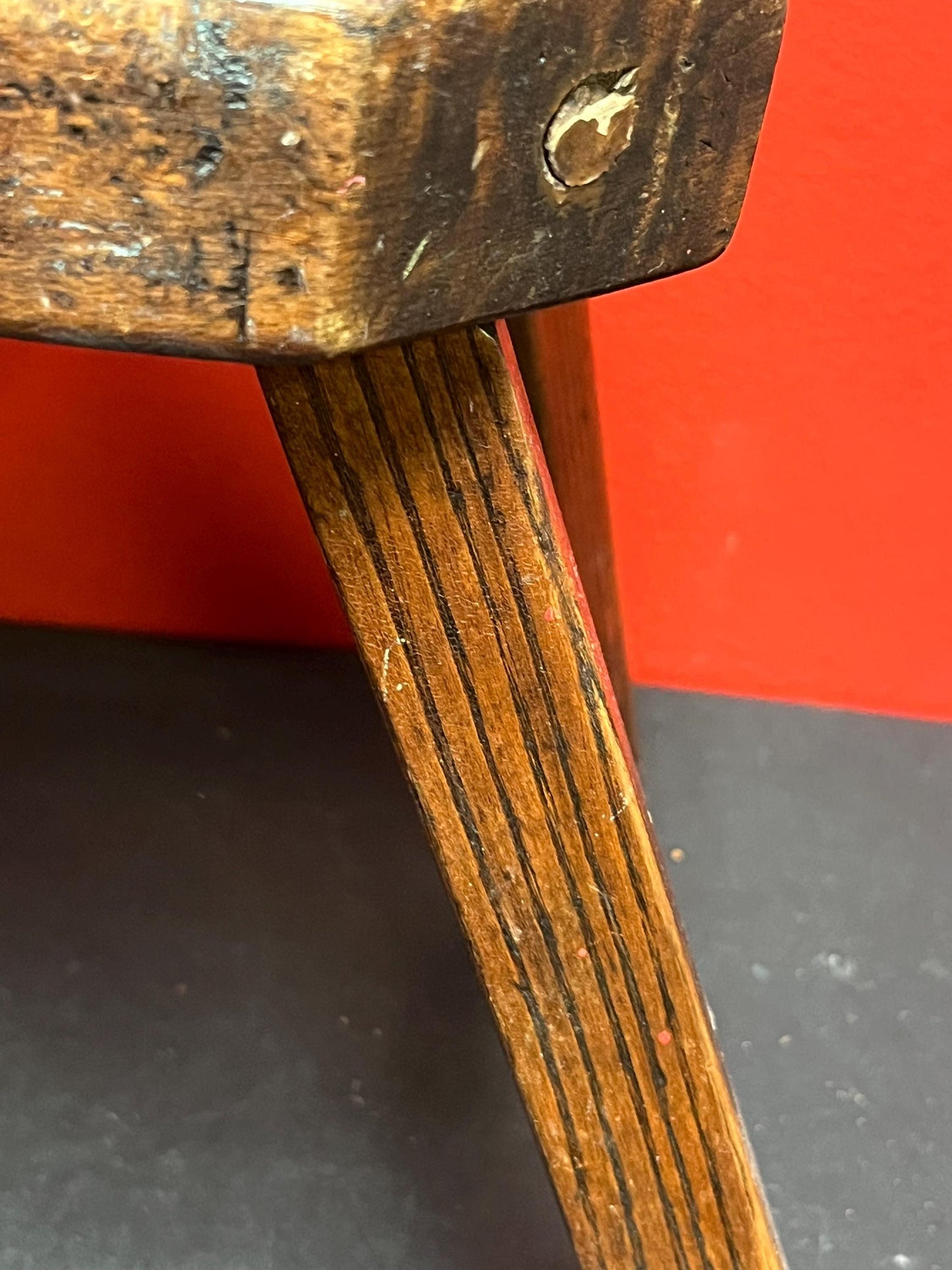 Stunning 14 x 8 x 11 high antique solid wood Canadian stool dreamy patina wonderful quality