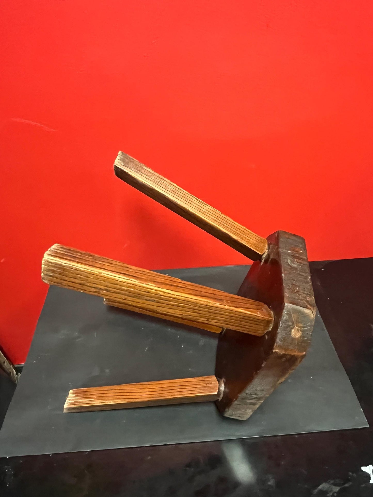 Stunning 14 x 8 x 11 high antique solid wood Canadian stool dreamy patina wonderful quality