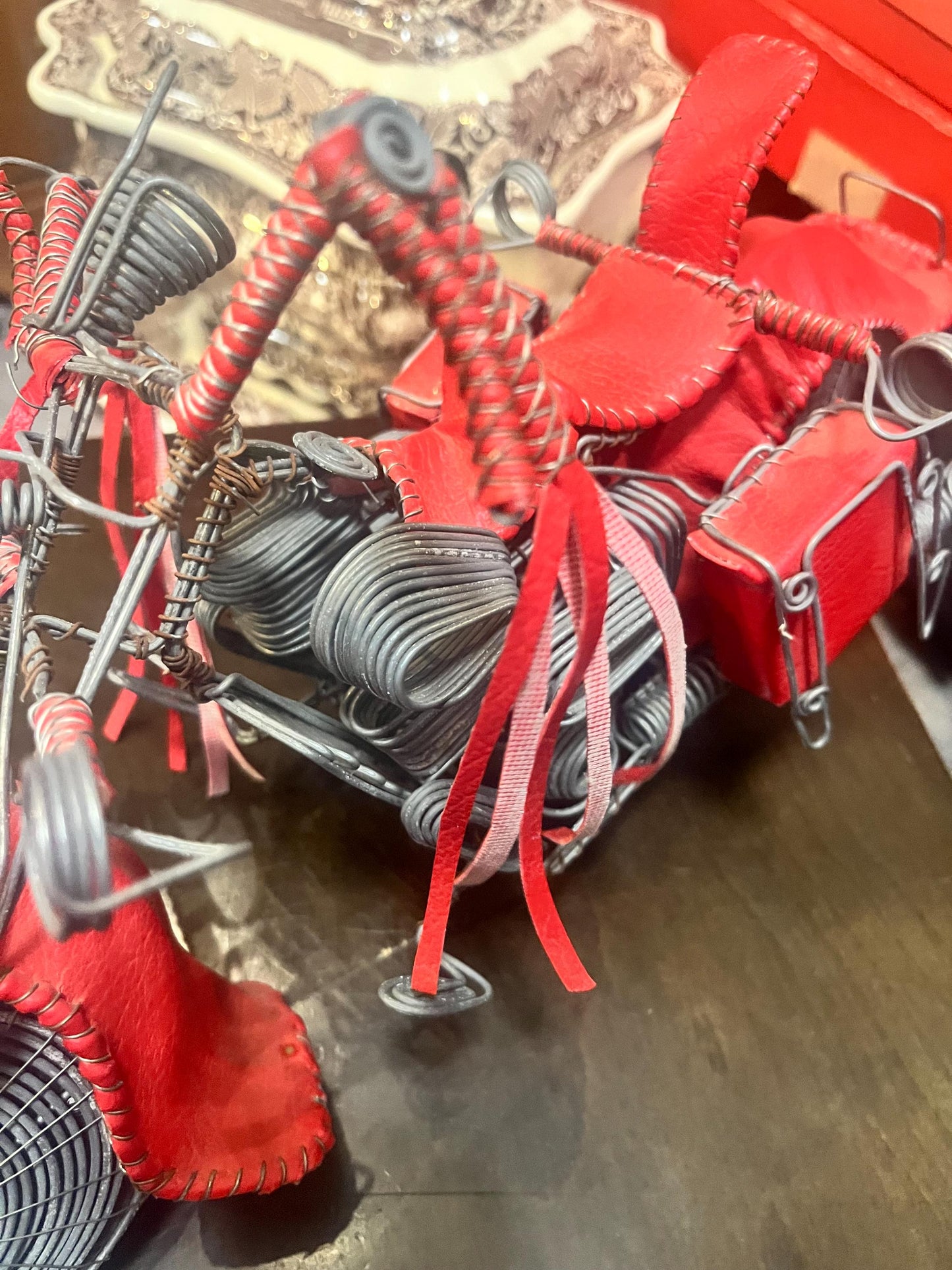 Amazing African 15 inch long 1950s motorcycle made from recycled materials one of a kind perfect gift