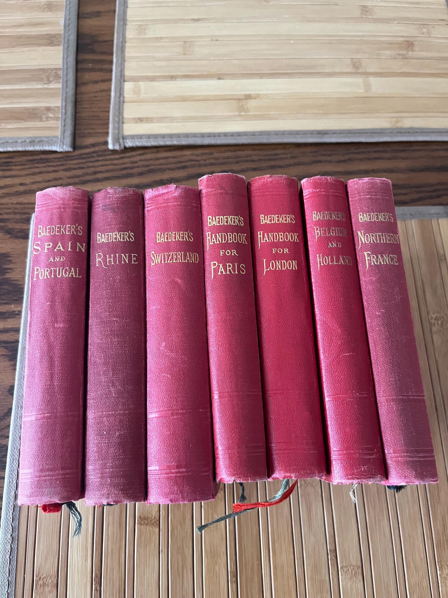 7 Amazing Baedekers Europe travel books with fold out maps good condition - 1899 to 1910 wow