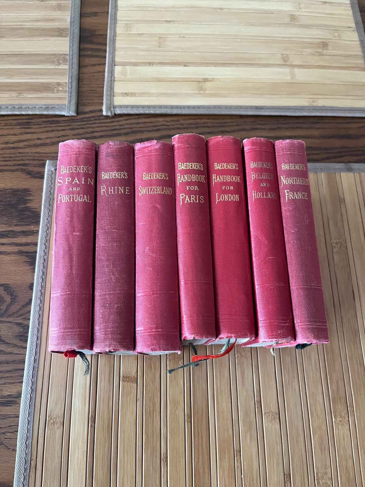 7 Amazing Baedekers Europe travel books with fold out maps good condition - 1899 to 1910 wow