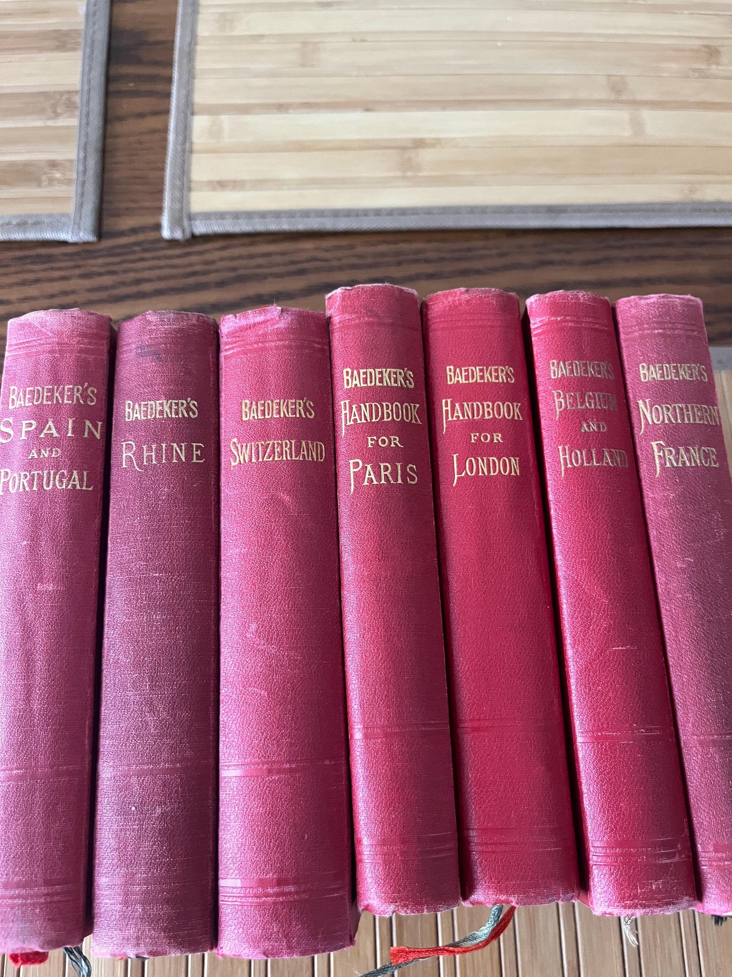 7 Amazing Baedekers Europe travel books with fold out maps good condition - 1899 to 1910 wow