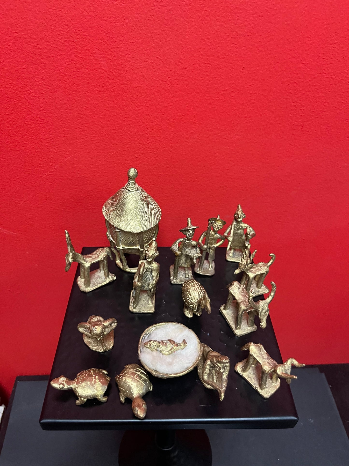 Very cool 15 piece African Benin bronze nativity set amazing Christmas gift wow