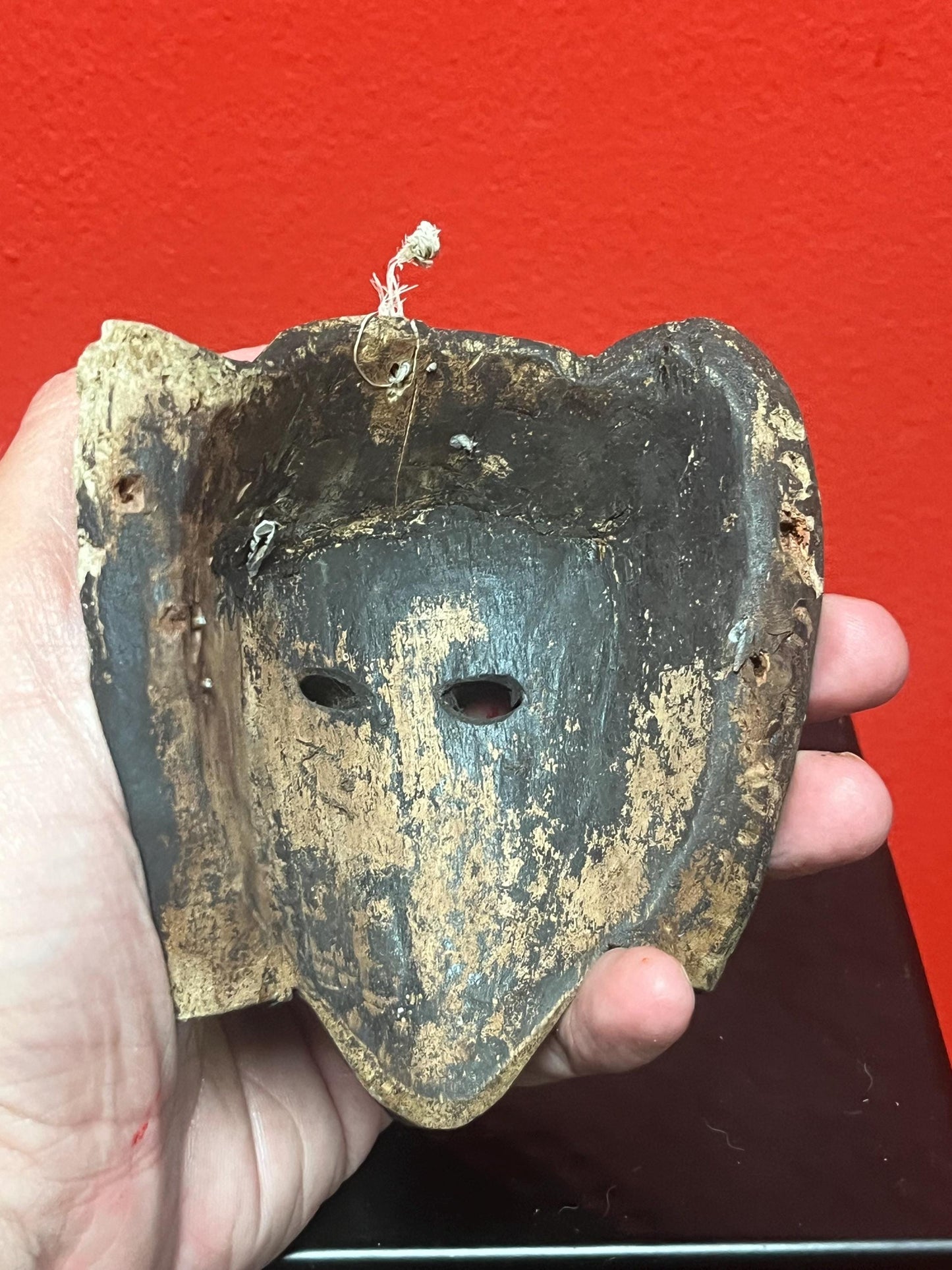 Lovely Unusual 4 1/2 x 4 wide antique African passport mask with magnificent patina wow