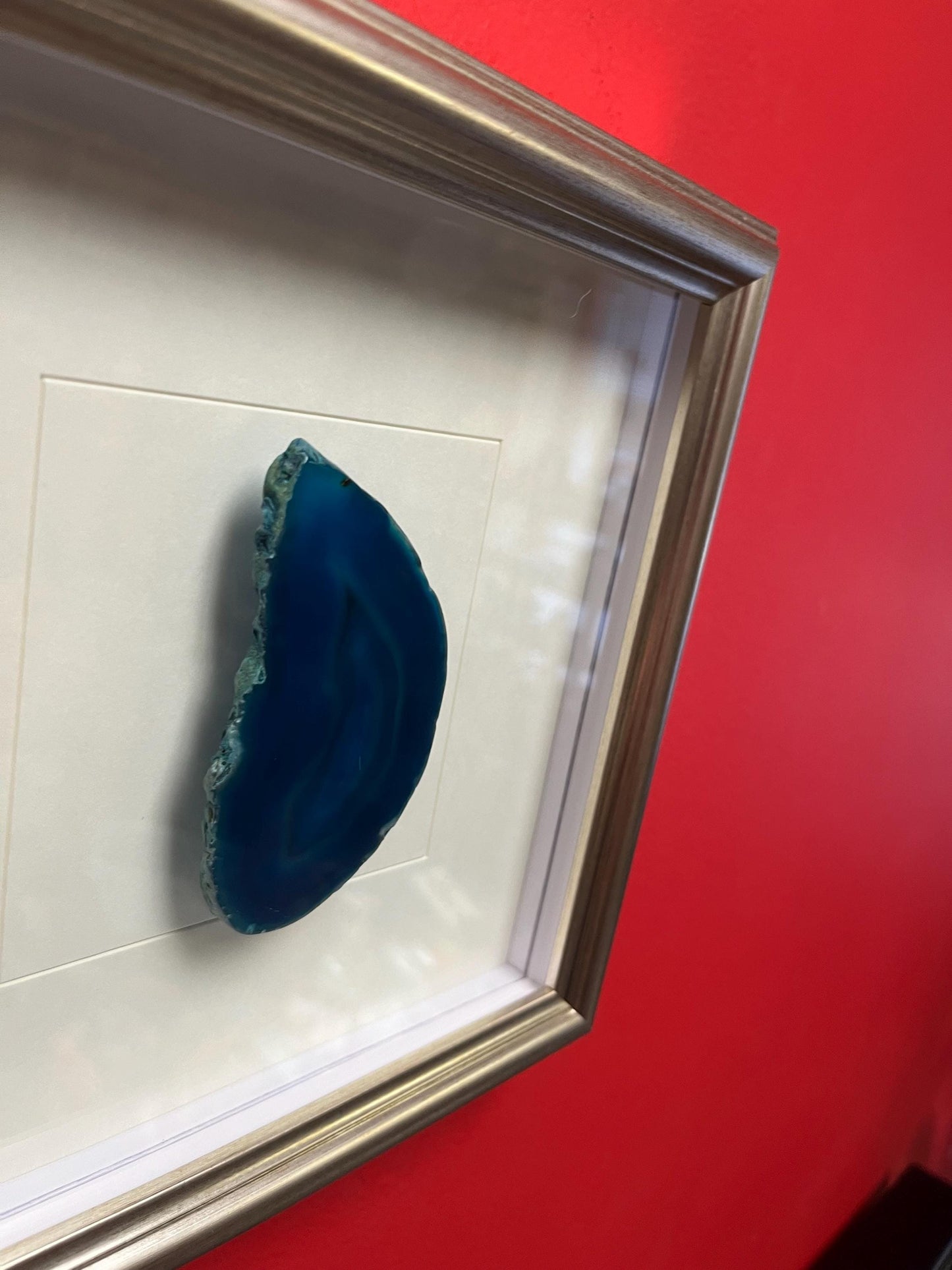 Lovely professionally framed slab of Brazilian agate - total 8 inches and would make great gift  wow