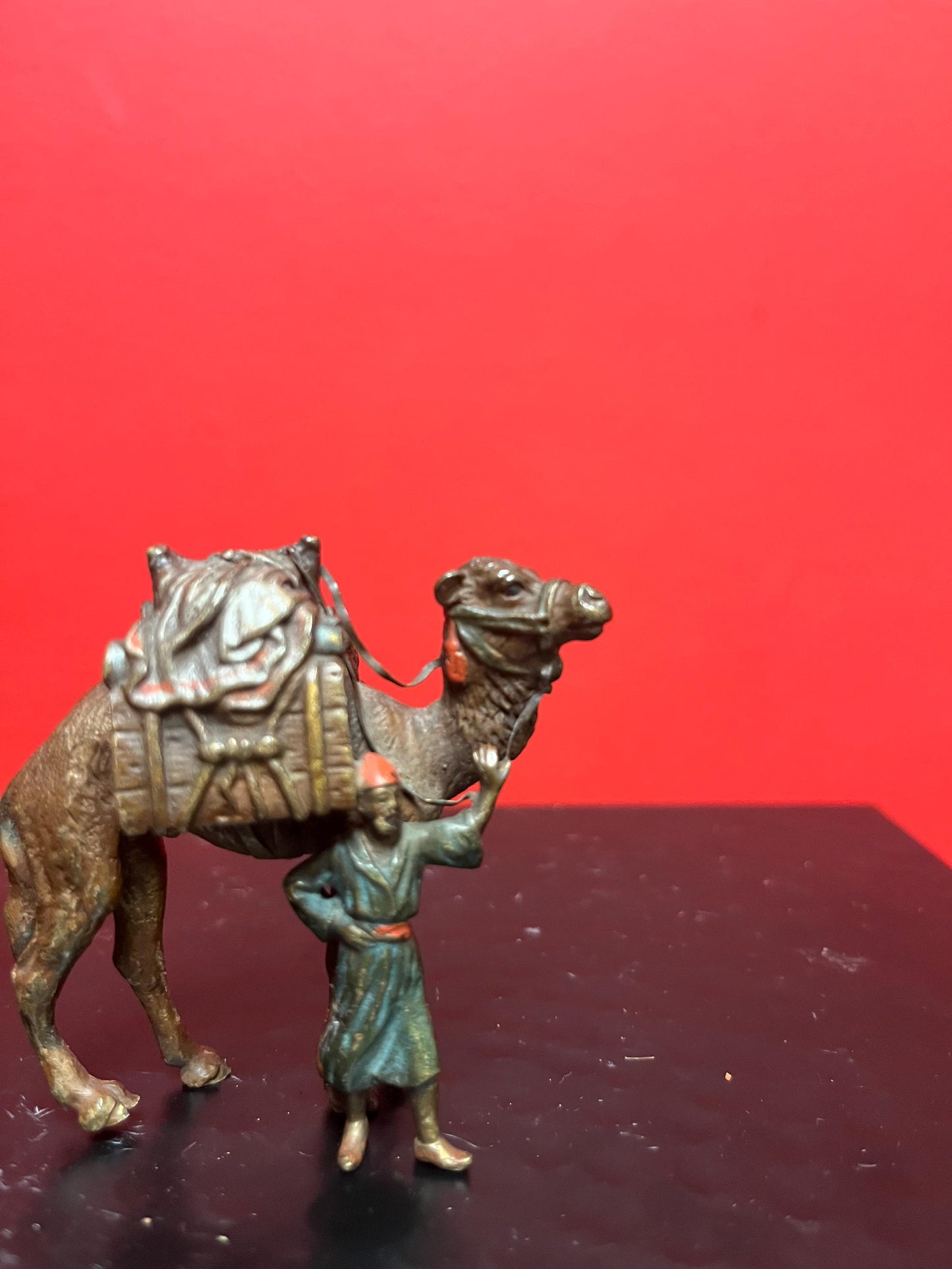 Stunning authentic antique Franz Bergman bronze statue of an Arabic man with camel wonderful condition and patina - wow