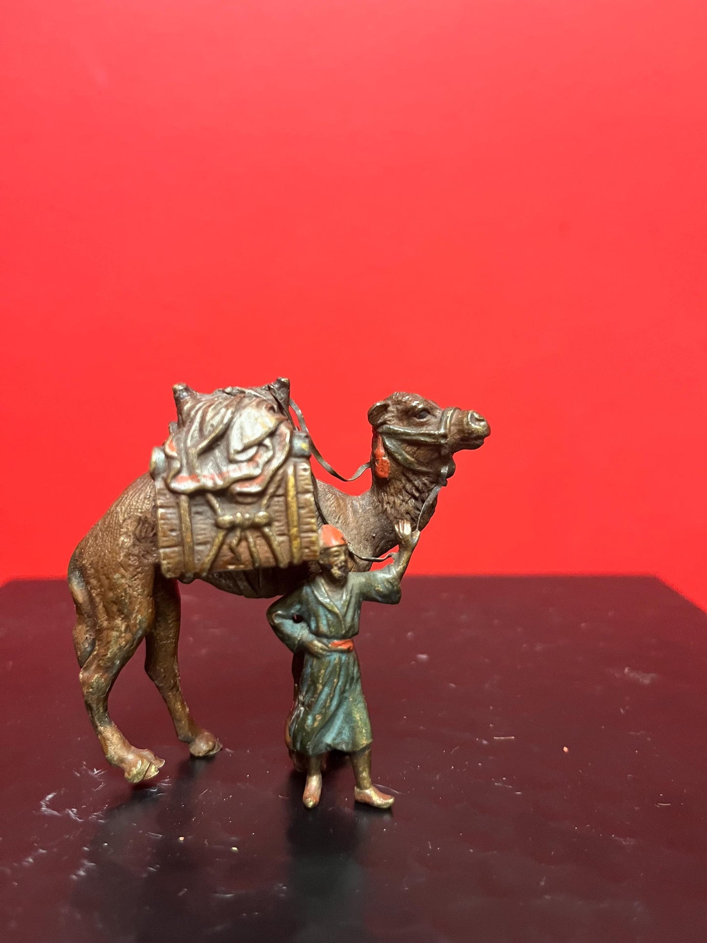 Stunning authentic antique Franz Bergman bronze statue of an Arabic man with camel wonderful condition and patina - wow