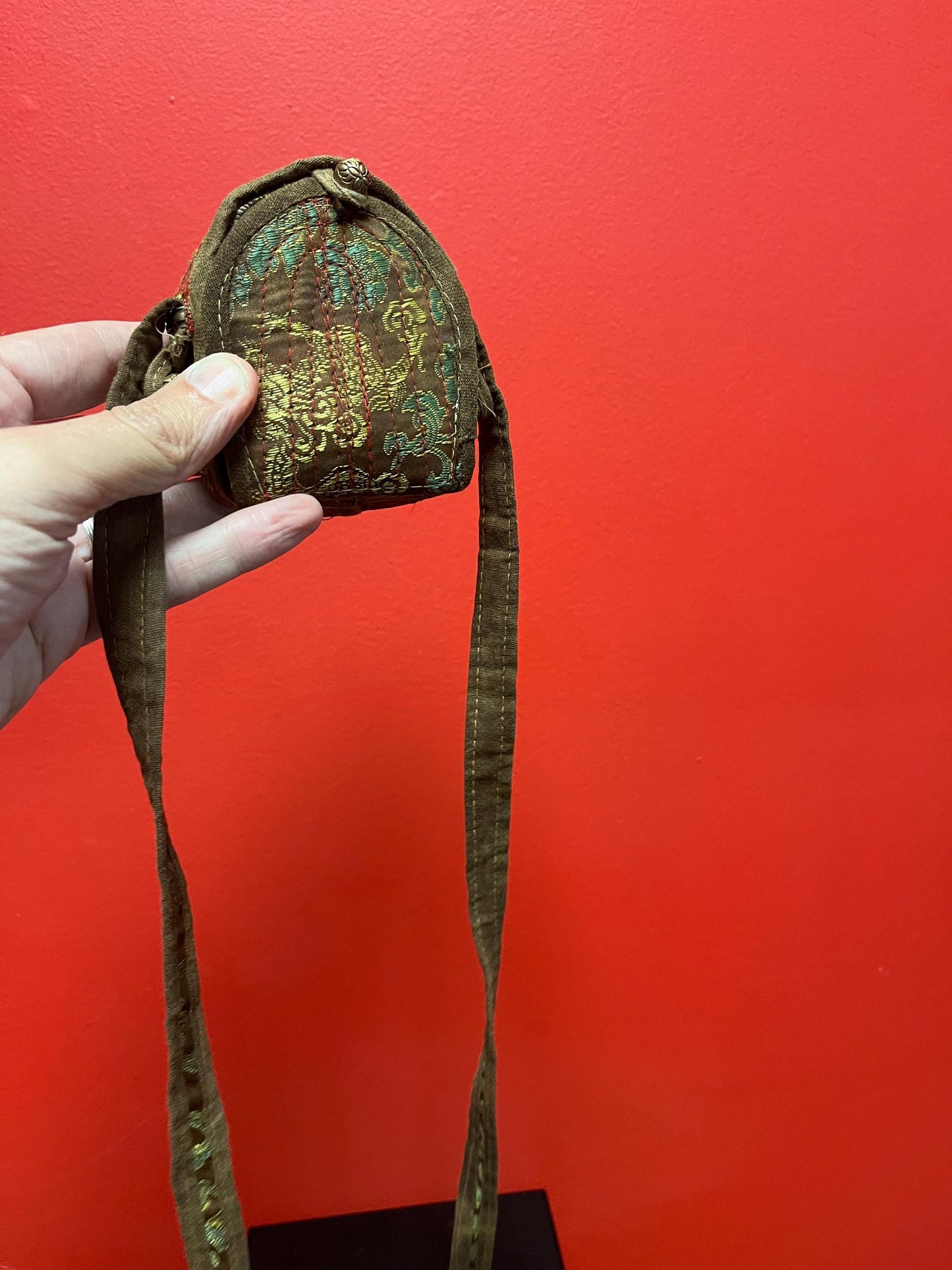 Antique 4 inch silver Tibetan travel icon with original pouch unbelievably cool and great quality and condition - wow