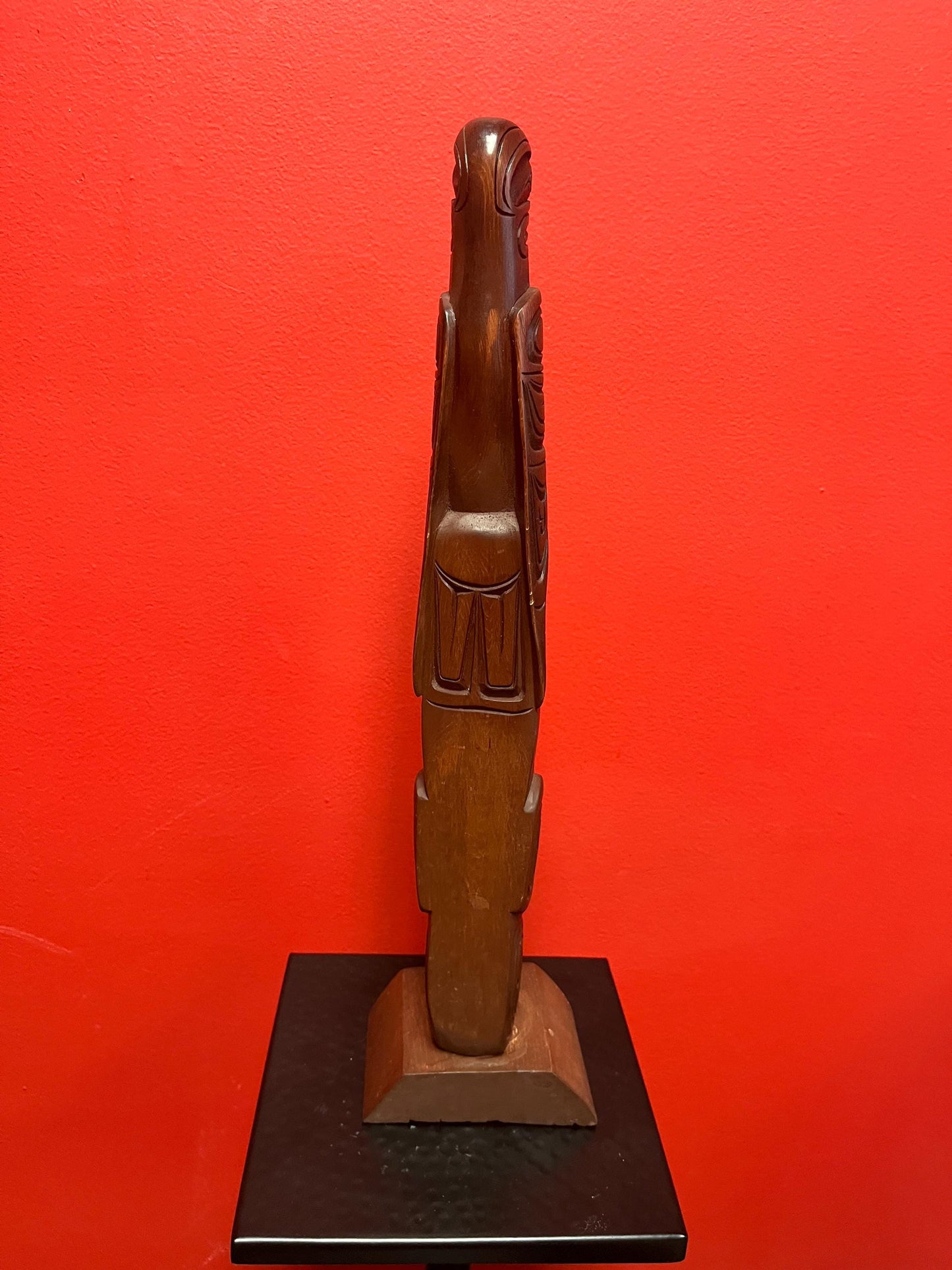Stunning 17 inch tall Harold Baker indigenous first nations Pacific Northwest Coast Cedar totem pole Sensational detail One of the best