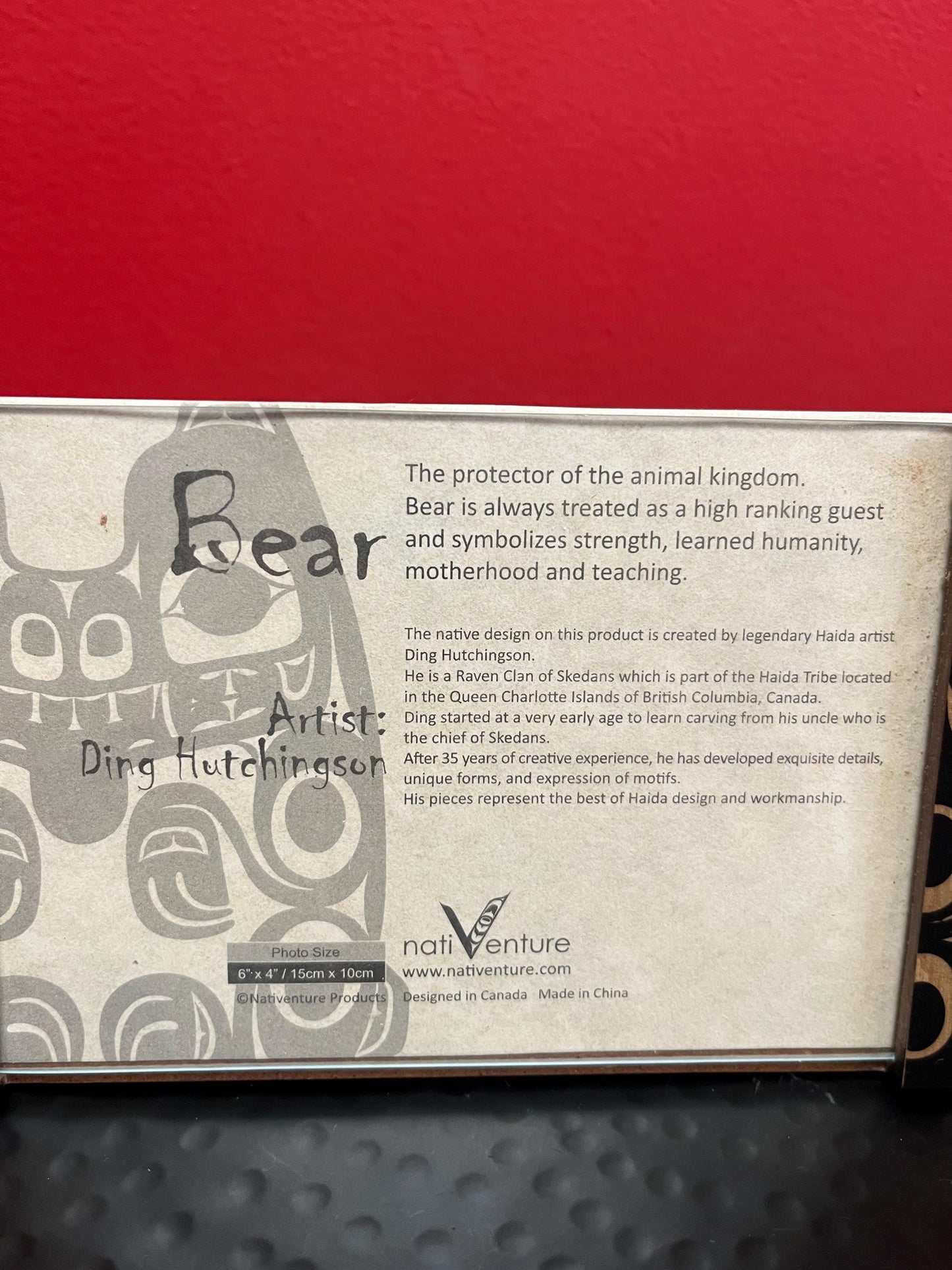 Beautiful 9 x 5 inch indigenous first nations Pacific northwest Coast photo frame fitting 6 x 4 photo -wow  Bear   - perfect gift