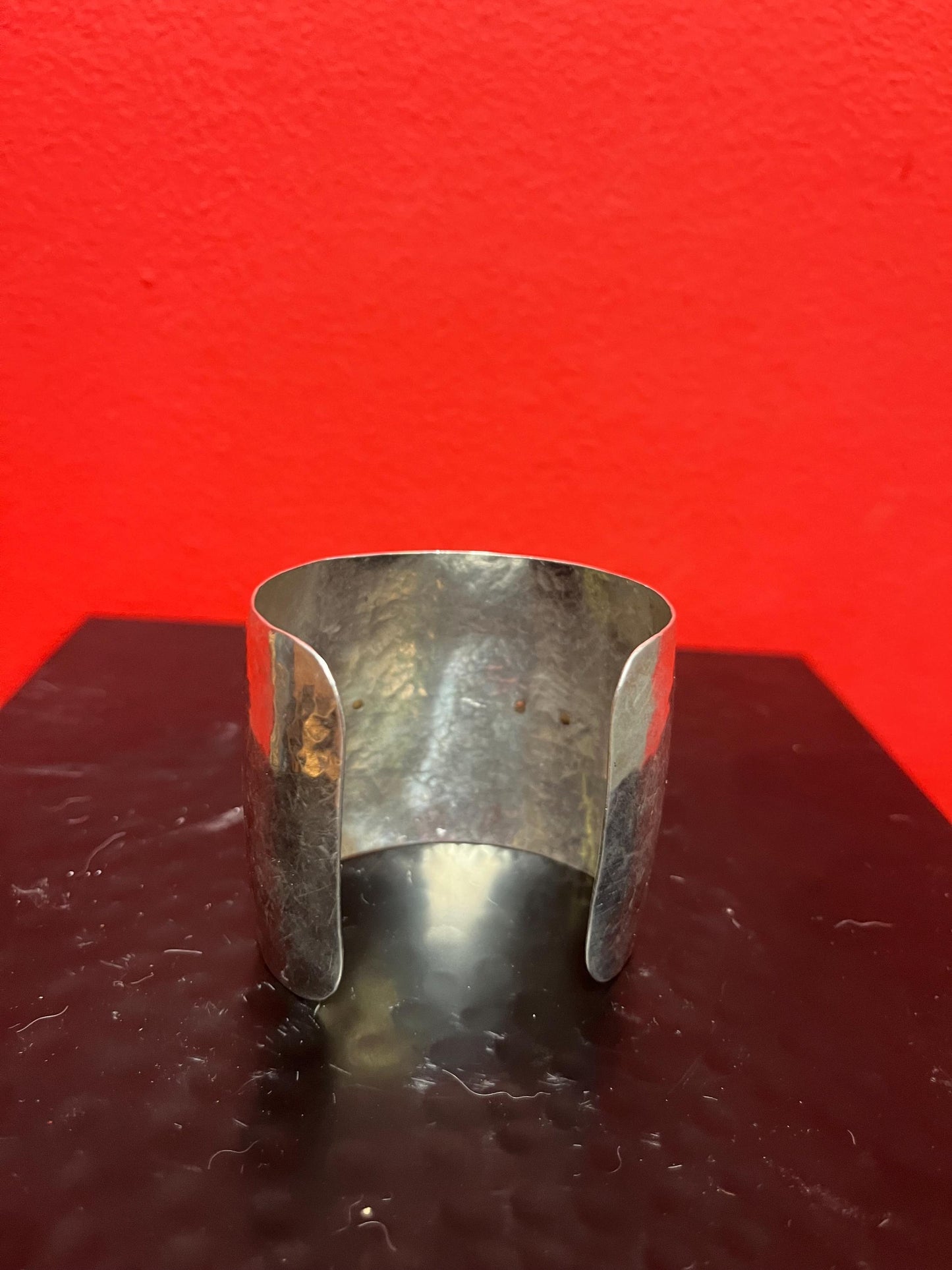 Magnificent signed heavy sterling and gold sun mask cuff indigenous First NationsNorthwest Coast 2 1/4 wide and 2 high, 7 circumference
