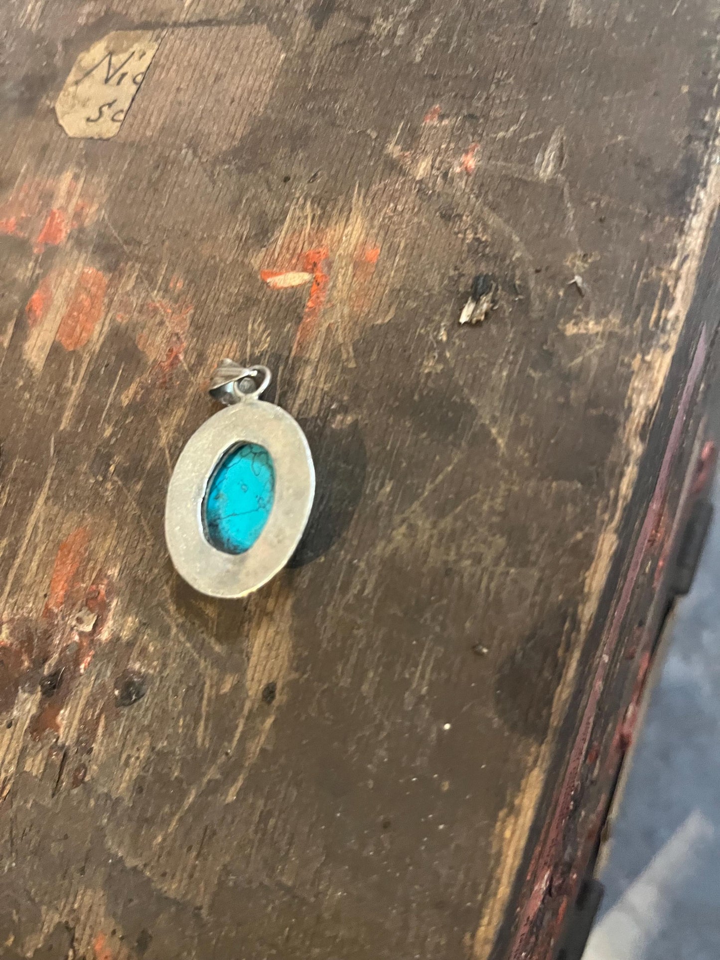 1.5 inch long Navajo silver and turquoise pendant lovely and great value and perfect gift