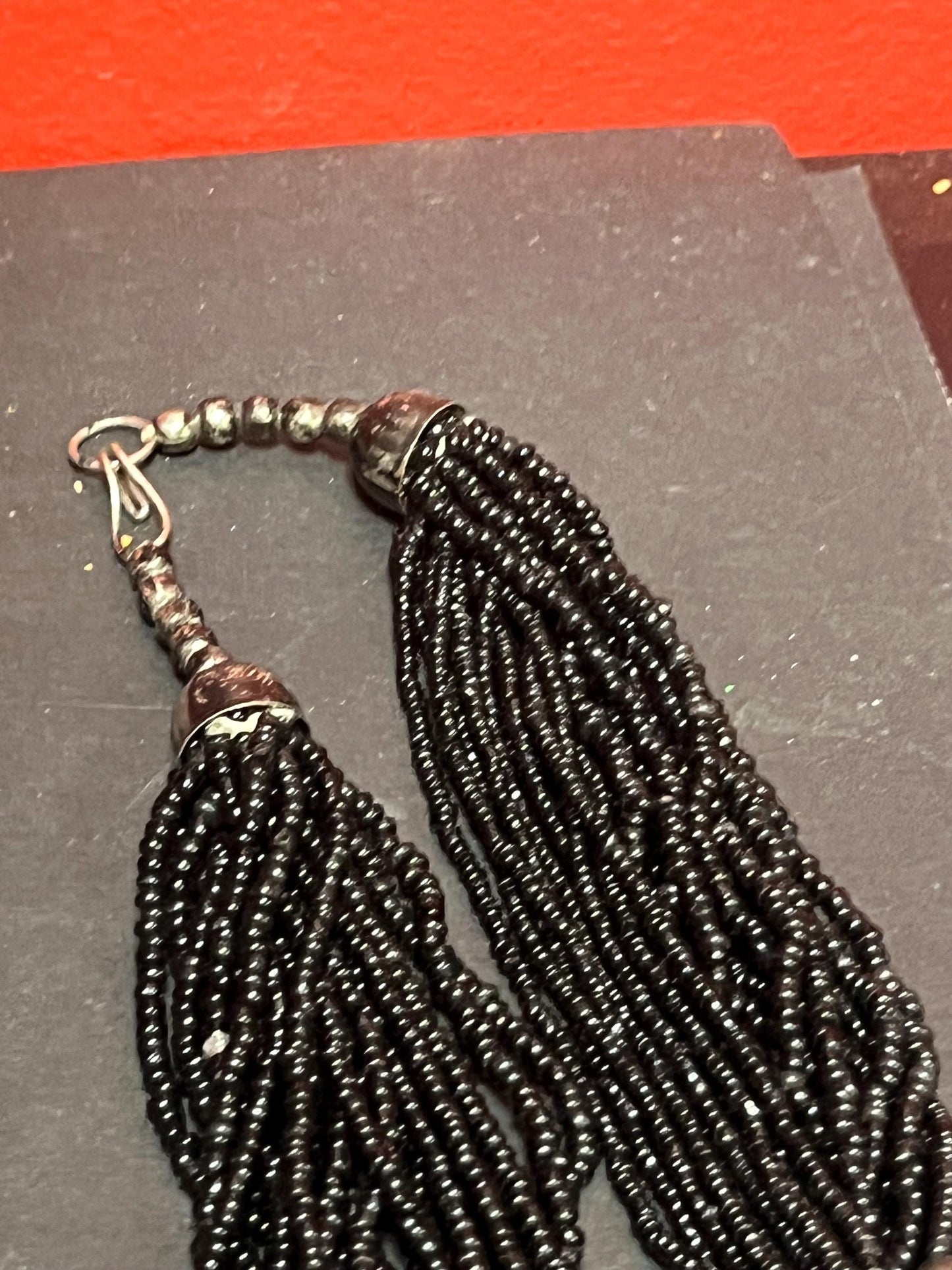 Lovely approximately 26 inch long untested silver and beaded necklace great quality, and look and perfect gift