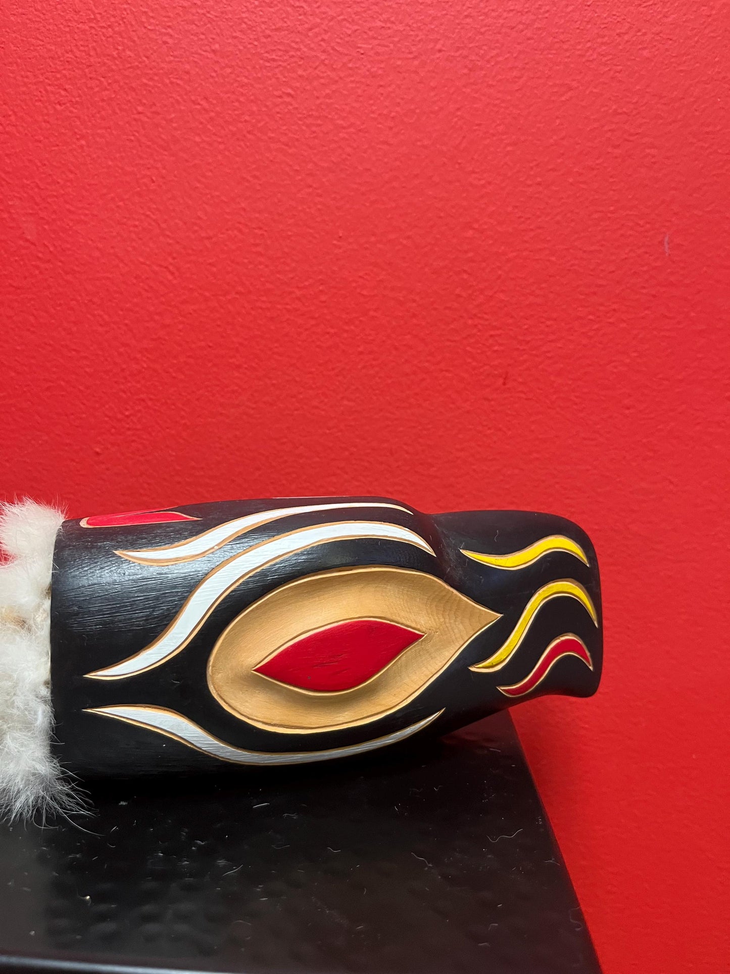 Fabulous 11 x 4 high signed indigenous first nations Pacific northwest coast  rattle  amazing detail and great sound  one of a kind
