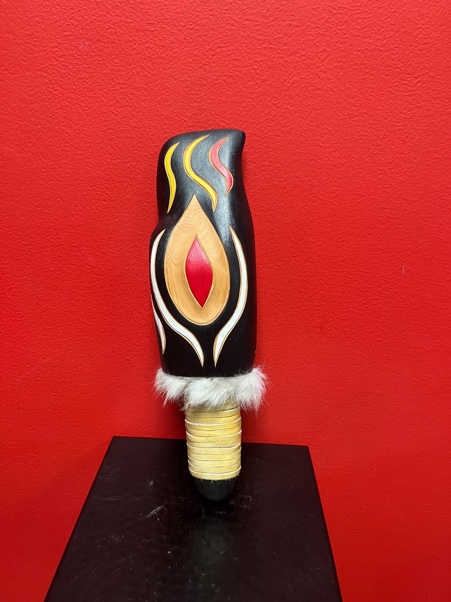 Fabulous 11 x 4 high signed indigenous first nations Pacific northwest coast  rattle  amazing detail and great sound  one of a kind