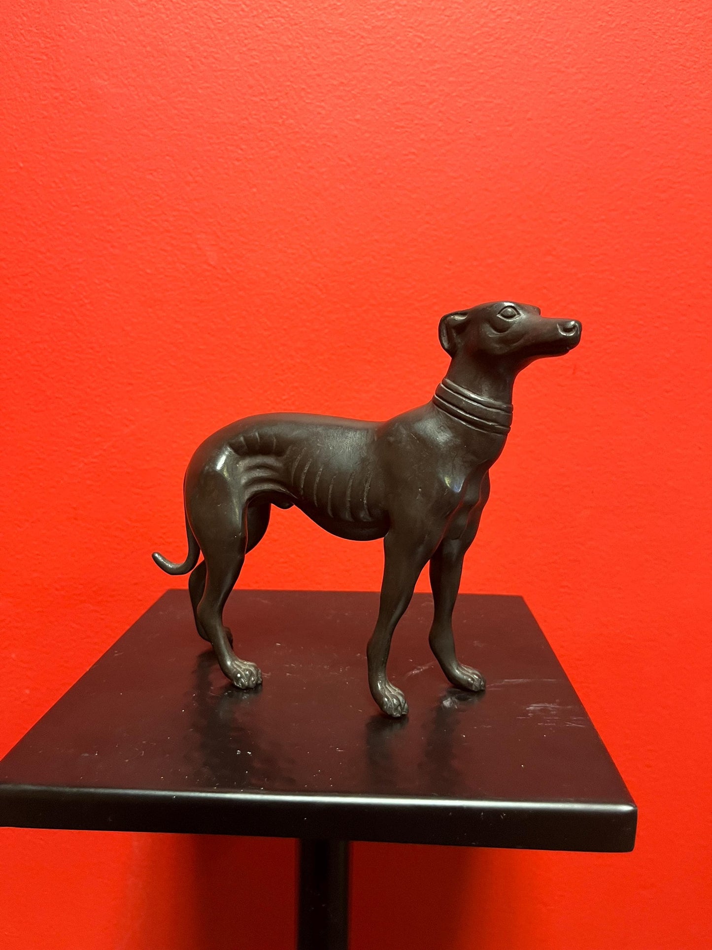 Stunning 8 x 6 high antique well detailed English bronze greyhound statue fabulous bronze greyhound wow