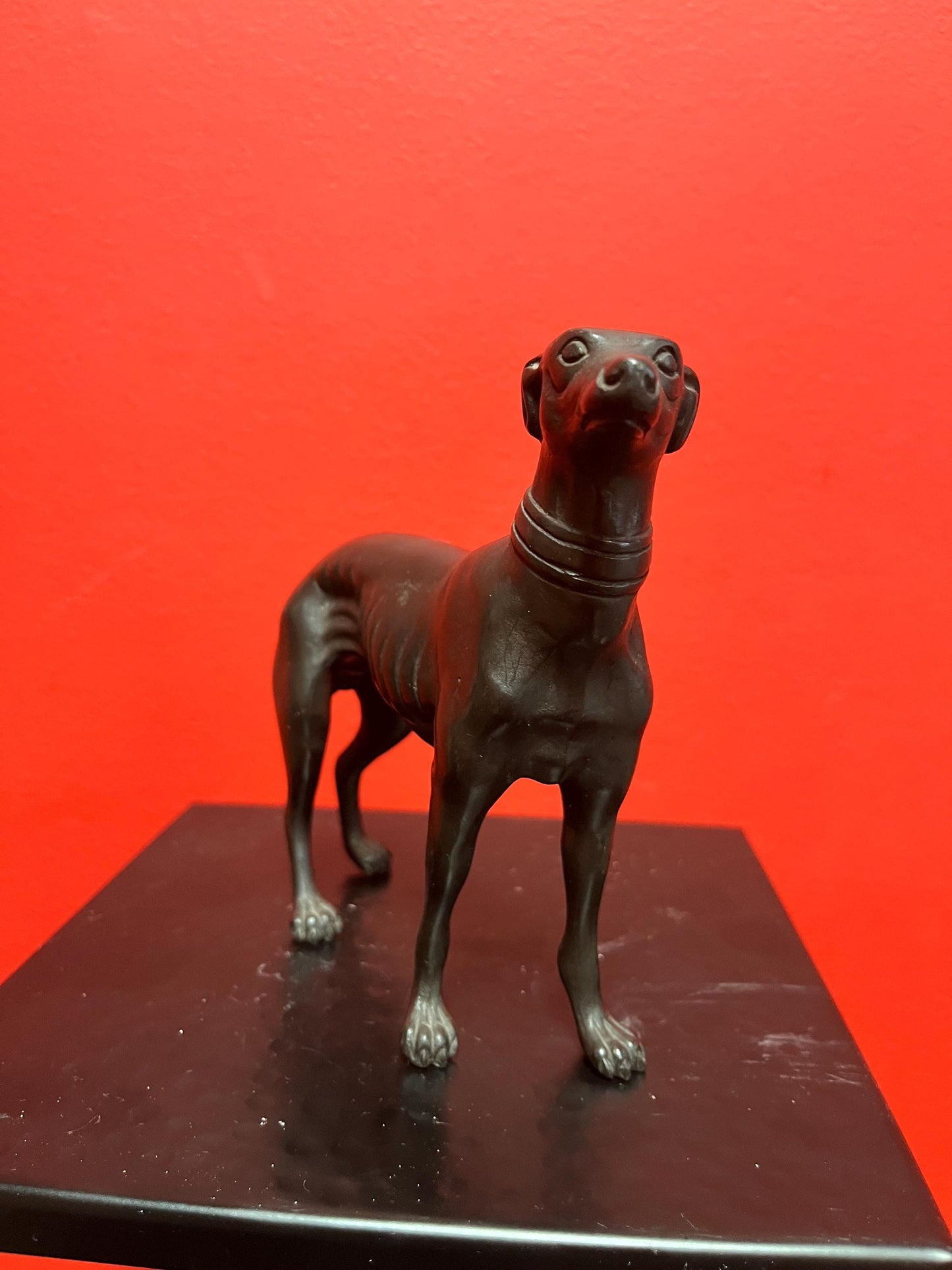 Stunning 8 x 6 high antique well detailed English bronze greyhound statue fabulous bronze greyhound wow