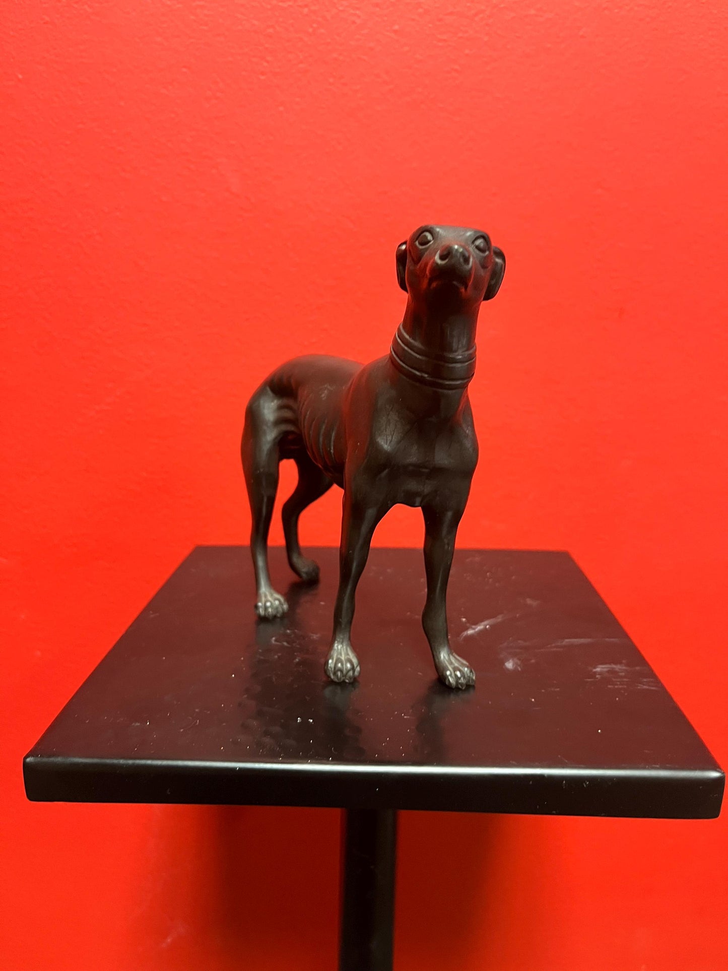 Stunning 8 x 6 high antique well detailed English bronze greyhound statue fabulous bronze greyhound wow