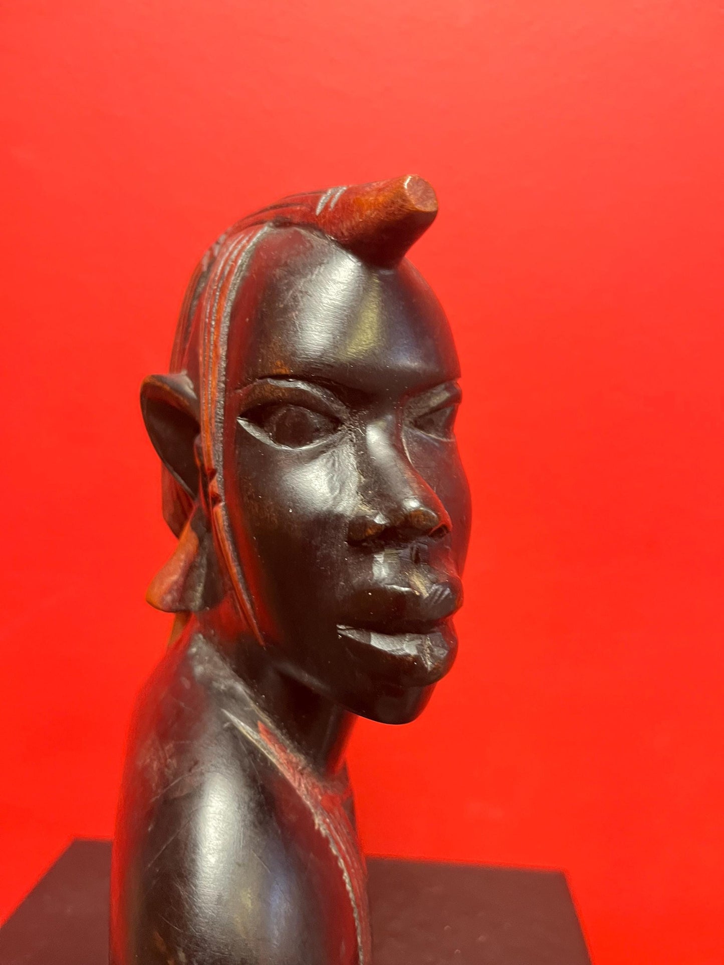 8 inch tall African ebony carved statue of a Masai warrior wonderful patina and detail heavy and beautiful example