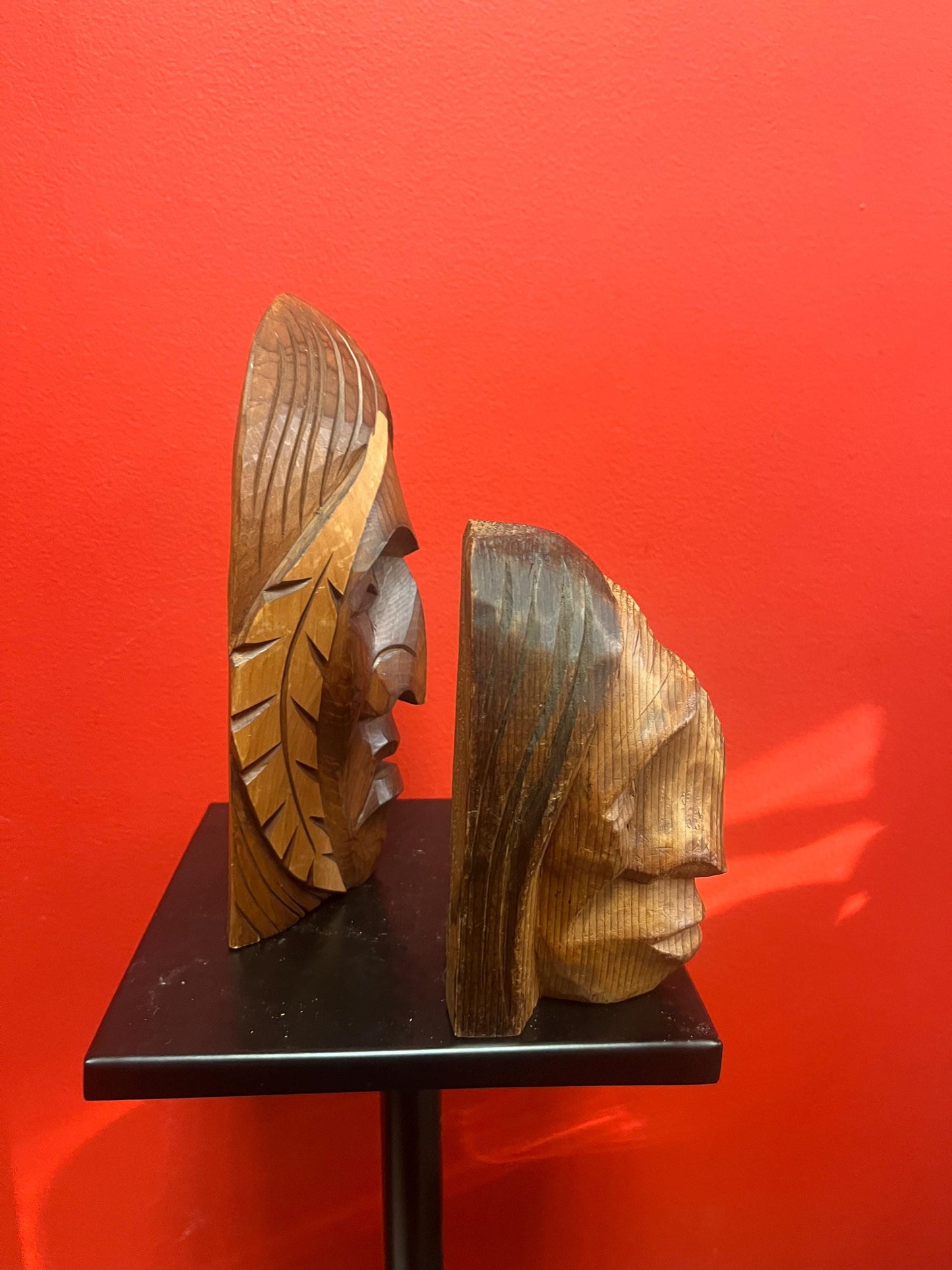 Two beautiful first nations indigenous Pacific northwest Coast Squamish busts of chiefs nine and 6 inches tall price for both wow