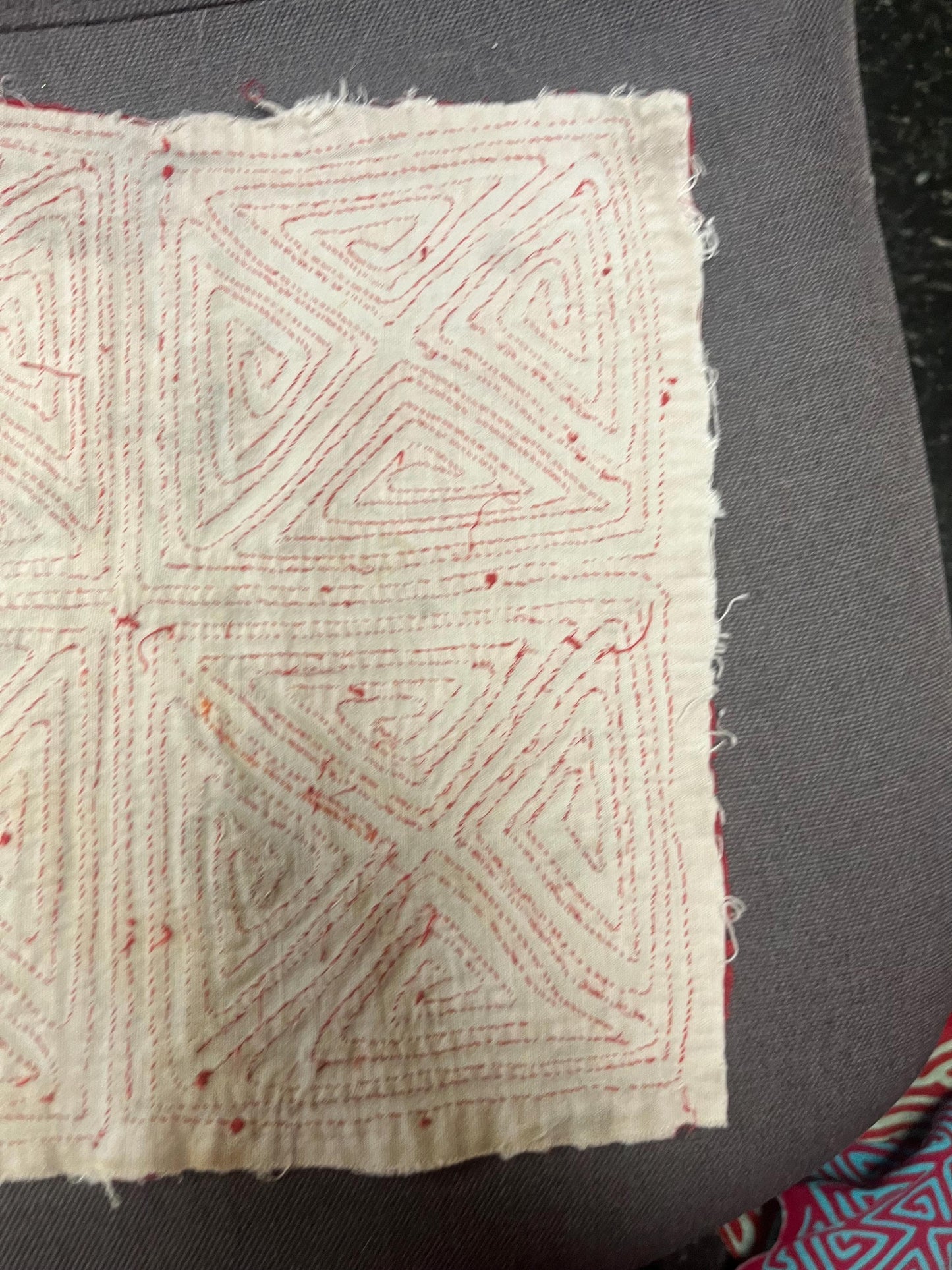 Lovely approximately 12 x 11 South American tribal mola fabric art piece see photos