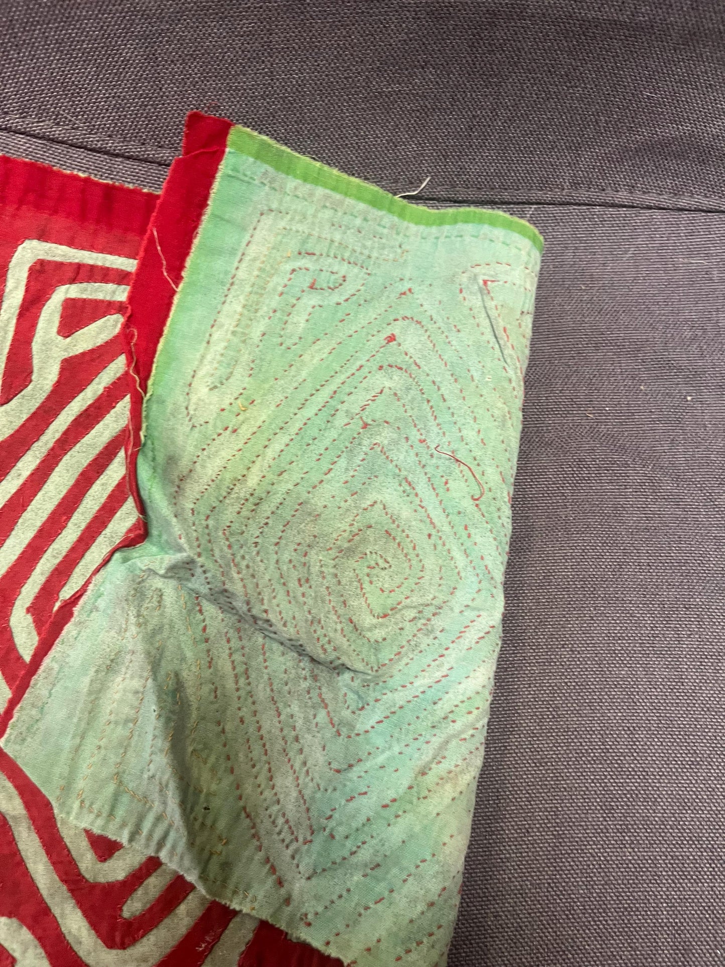 Lovely approximately 12 x 11 South American tribal mola fabric art piece see photos