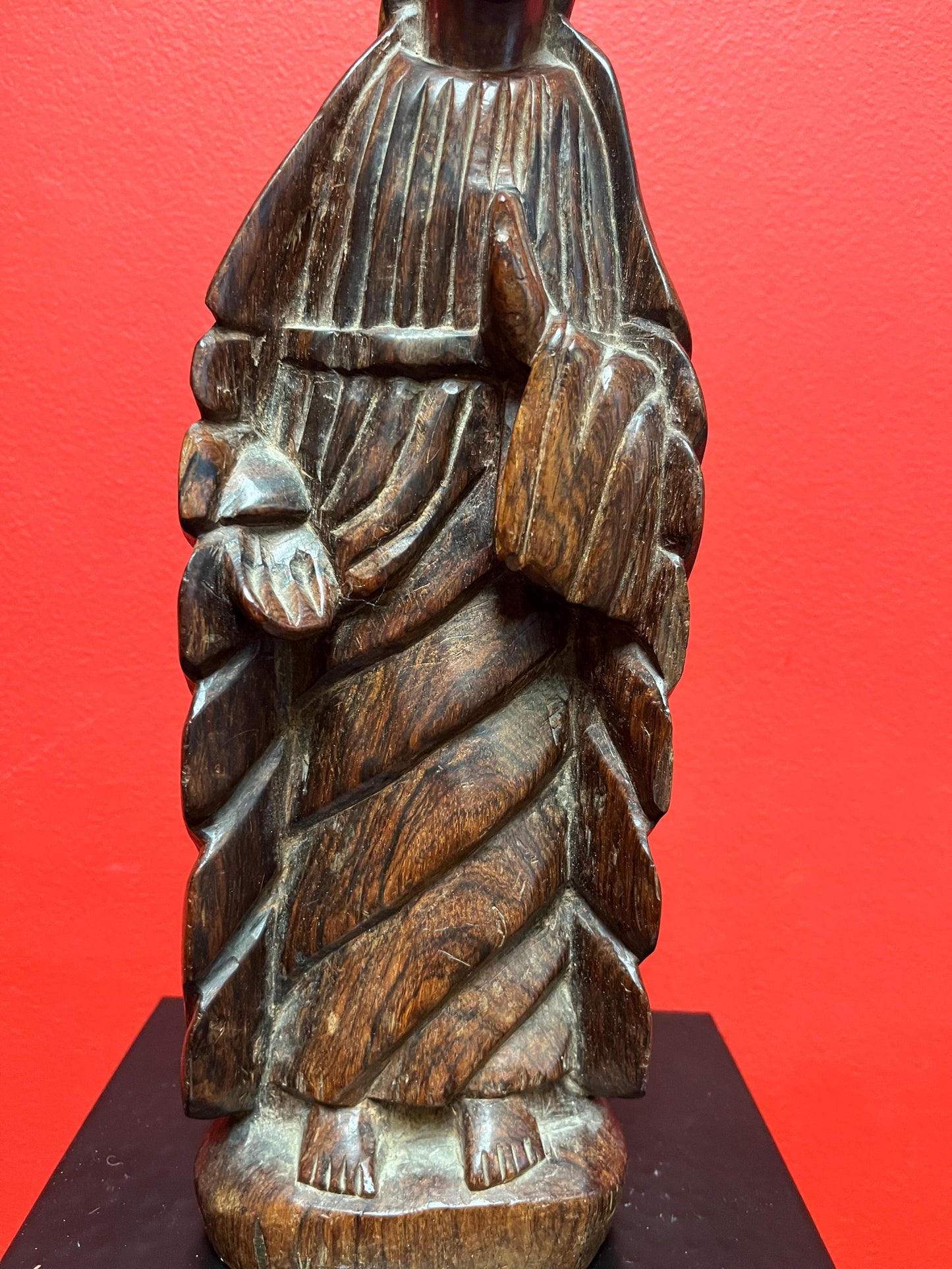 Antique African statue of religious person- 13 inches tall with great detail believed to be depicting Jesus great patina super gift