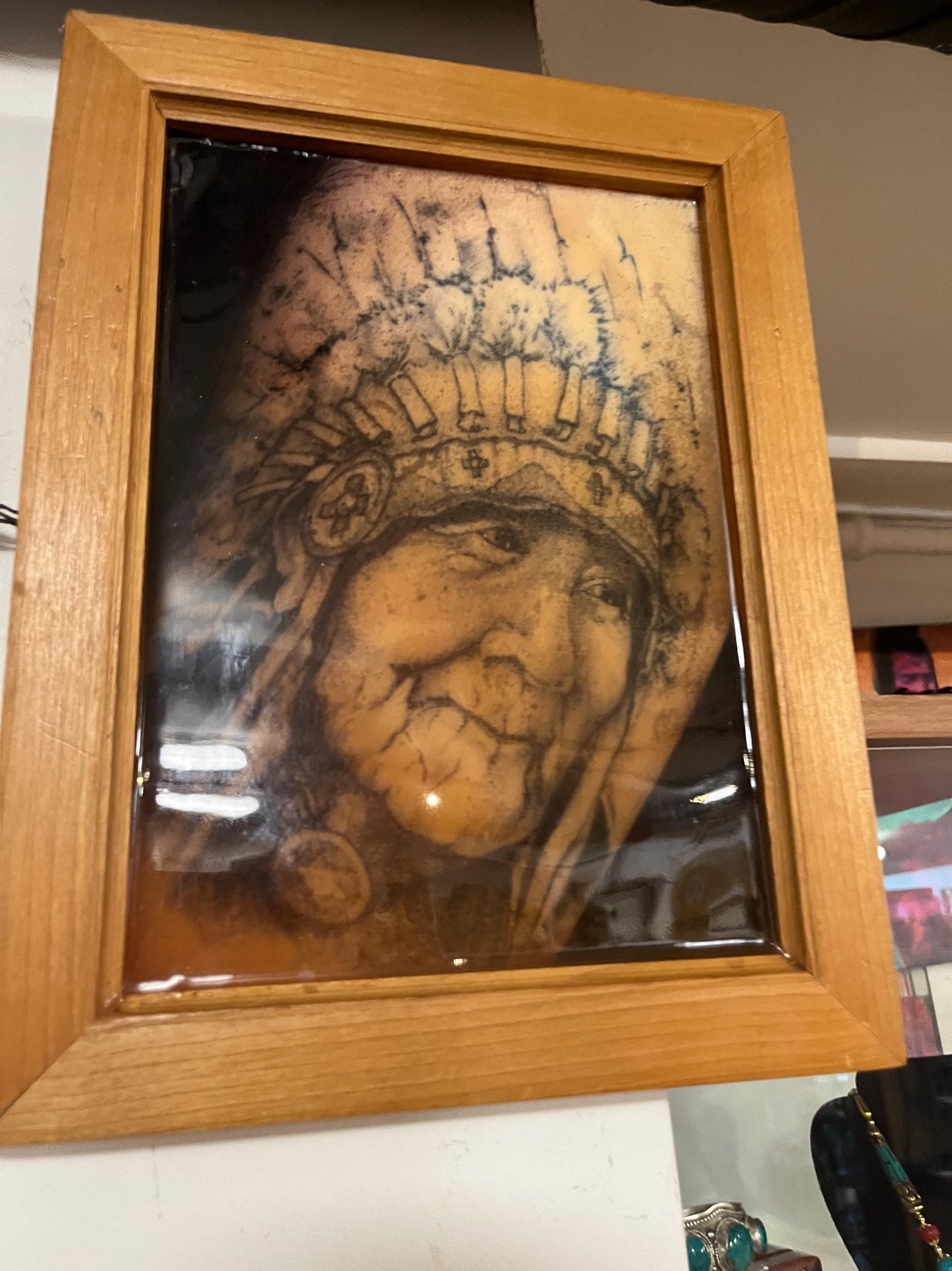 12 x 9 vintage first nations photographic picture in frame indigenous first nations, native chief wow