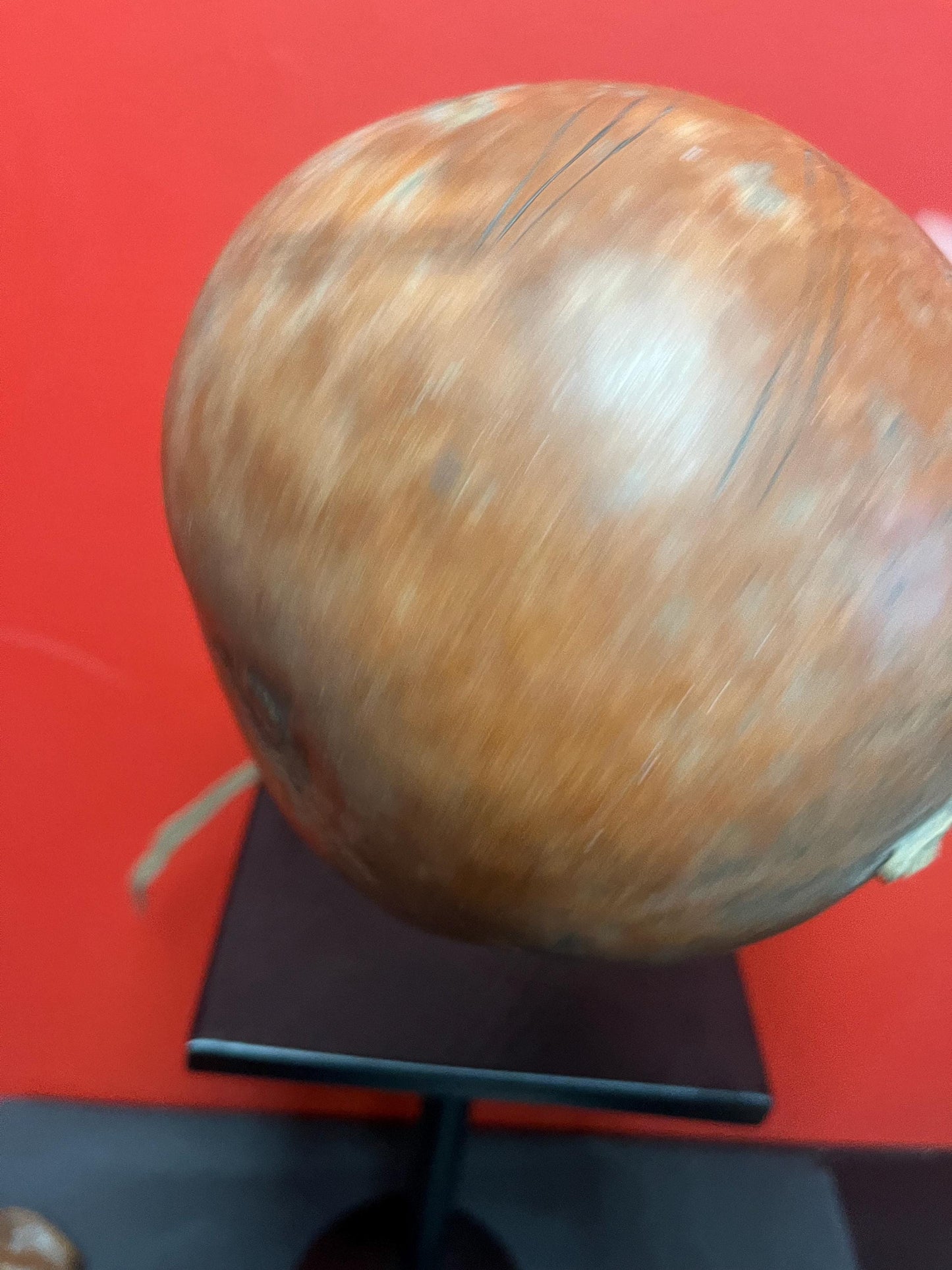 Very cool vintage African 10 inch gourd with beaded top great look broken handle value priced