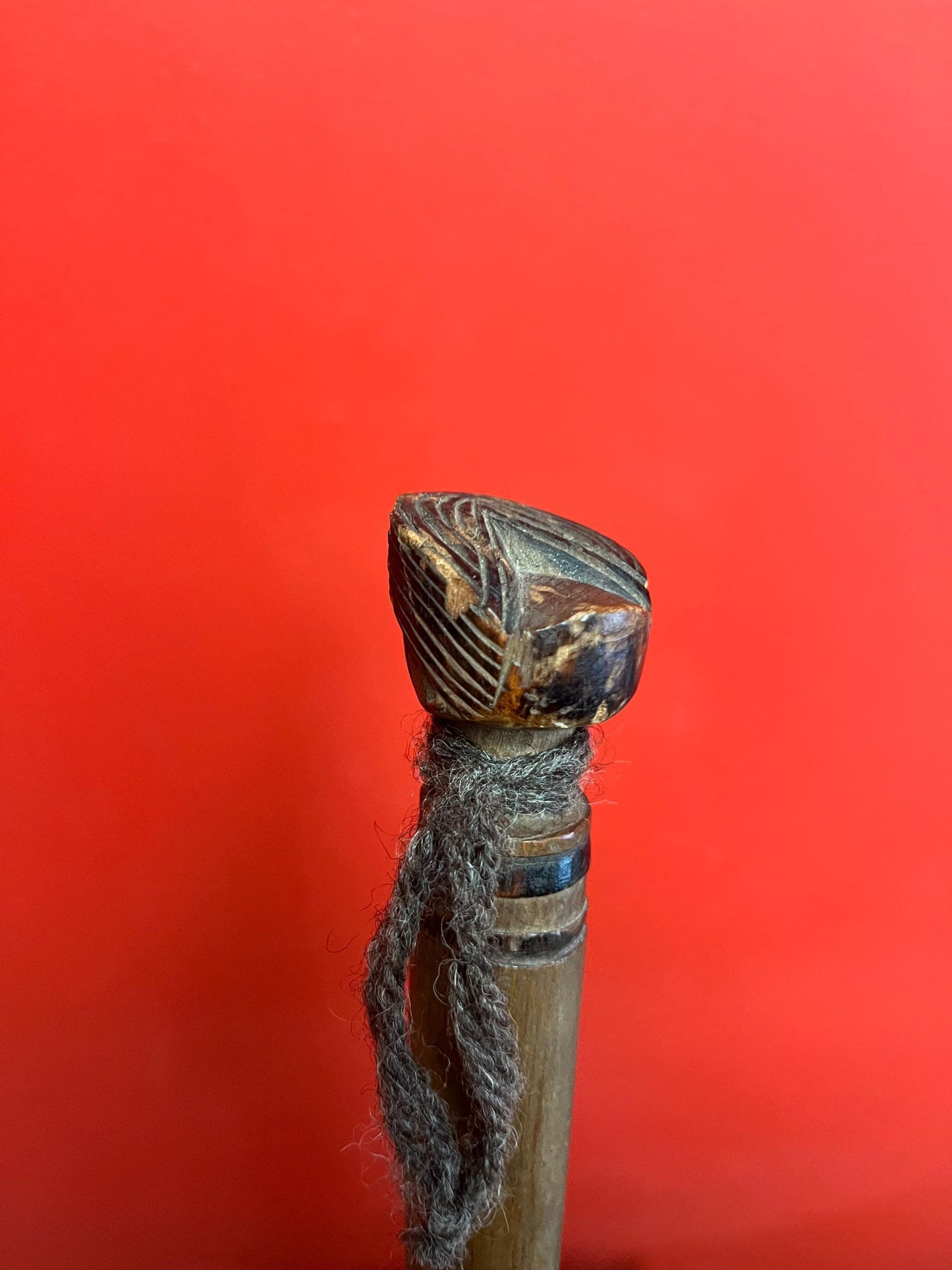 Amazing museum quality late 19th century 18 inch oceanic war club with figural head great patina