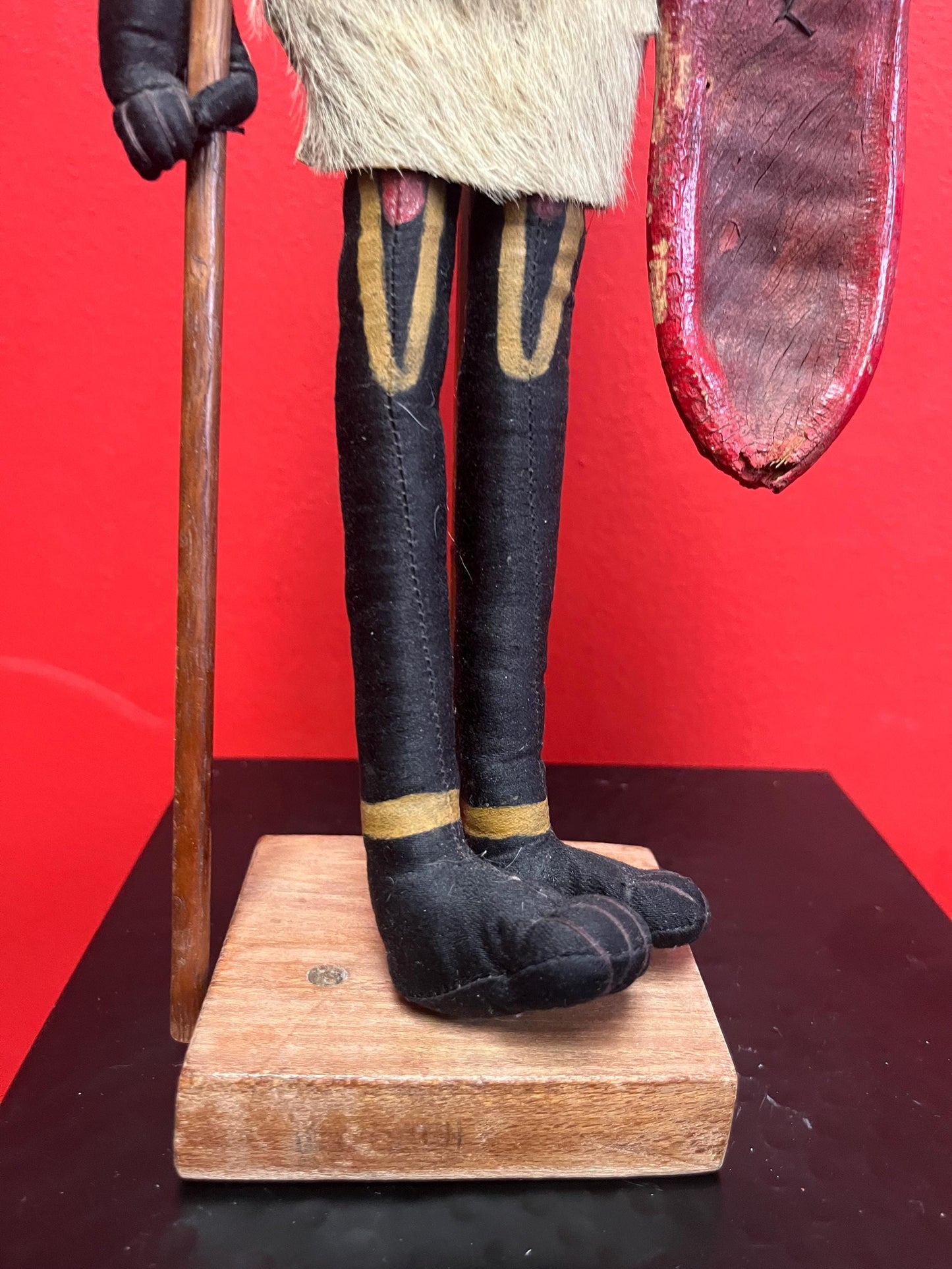 Very rare museum quality stunning 16 inch tall New Zealand Maori antique cloth and wooden tribal doll on stand Wonderful detail- wow