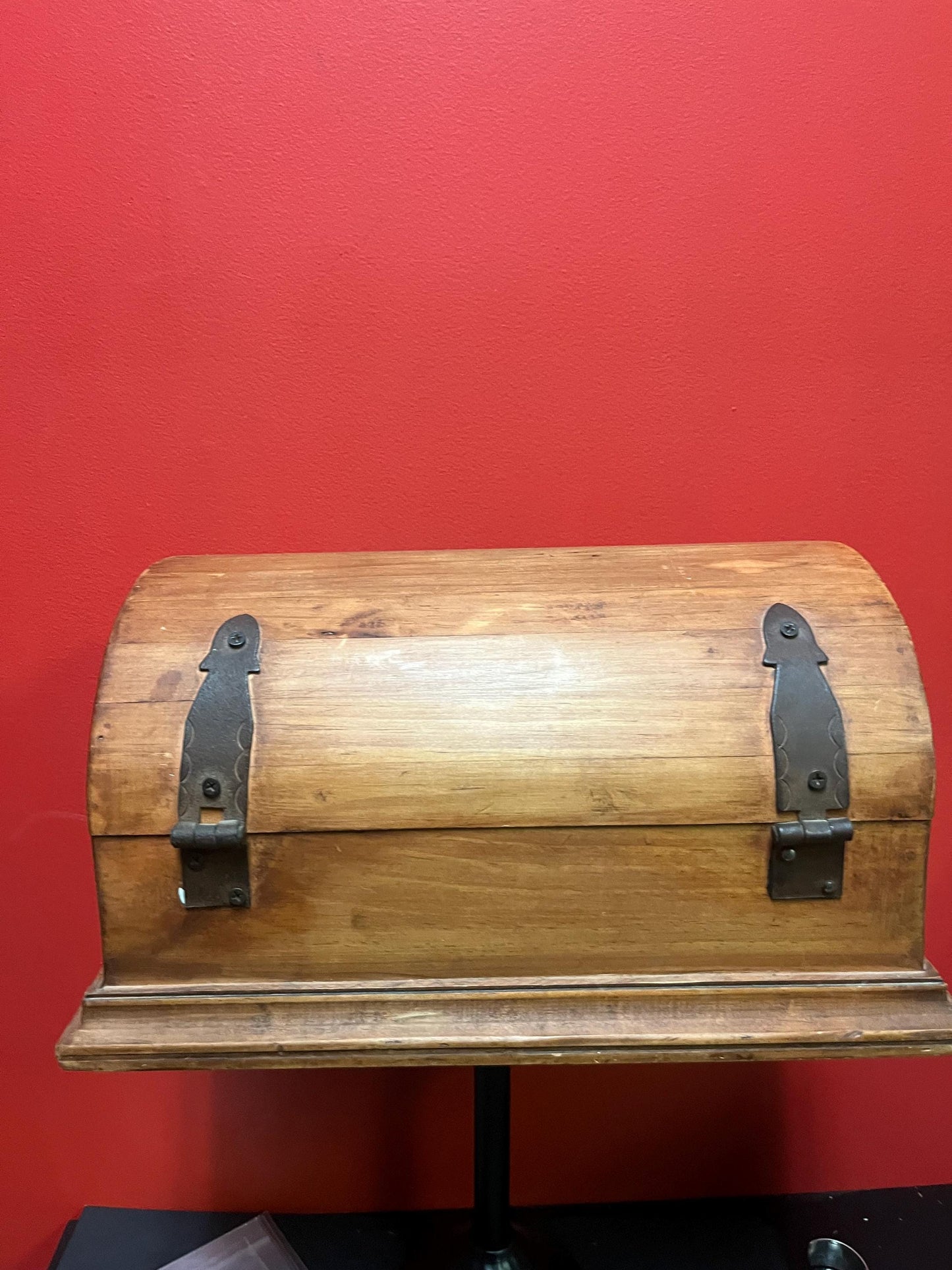 17 x 10 x 9 high antique wooden pirates chest with amazing hardware in great condition wonderful gift and very good value