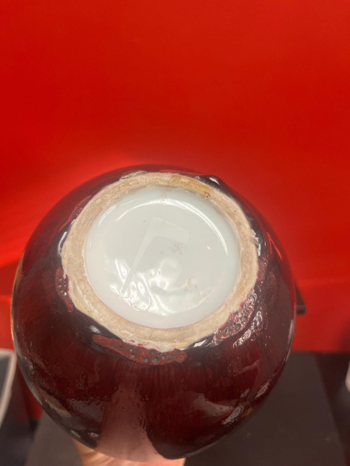 Antique Chinese late 19th century sang de Boeuf glazed porcelain vase in mint condition 10 inches tall