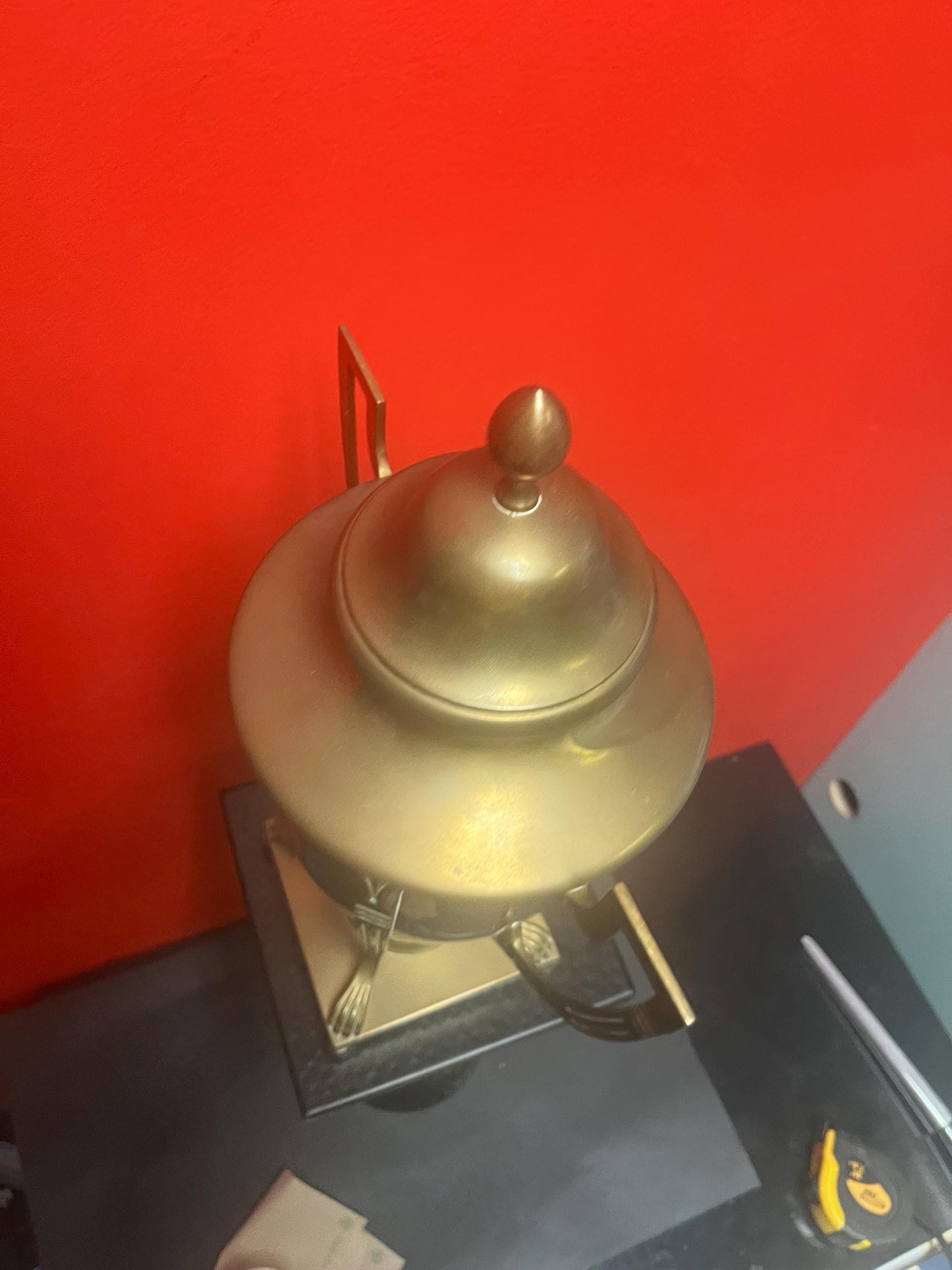 20 inch tall brass tea or coffee urn on stand antique art nouveau beauty amazing patina wow seems to be useable