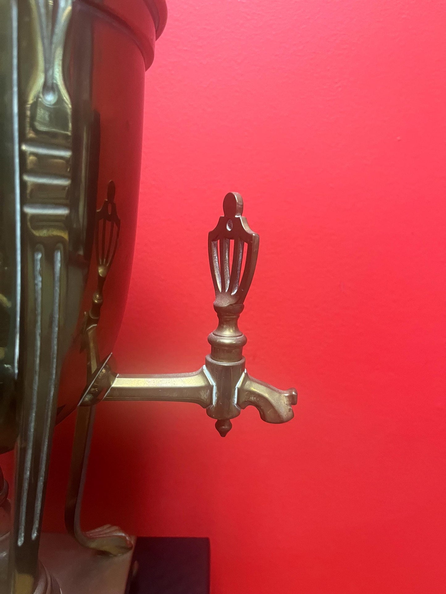 20 inch tall brass tea or coffee urn on stand antique art nouveau beauty amazing patina wow seems to be useable