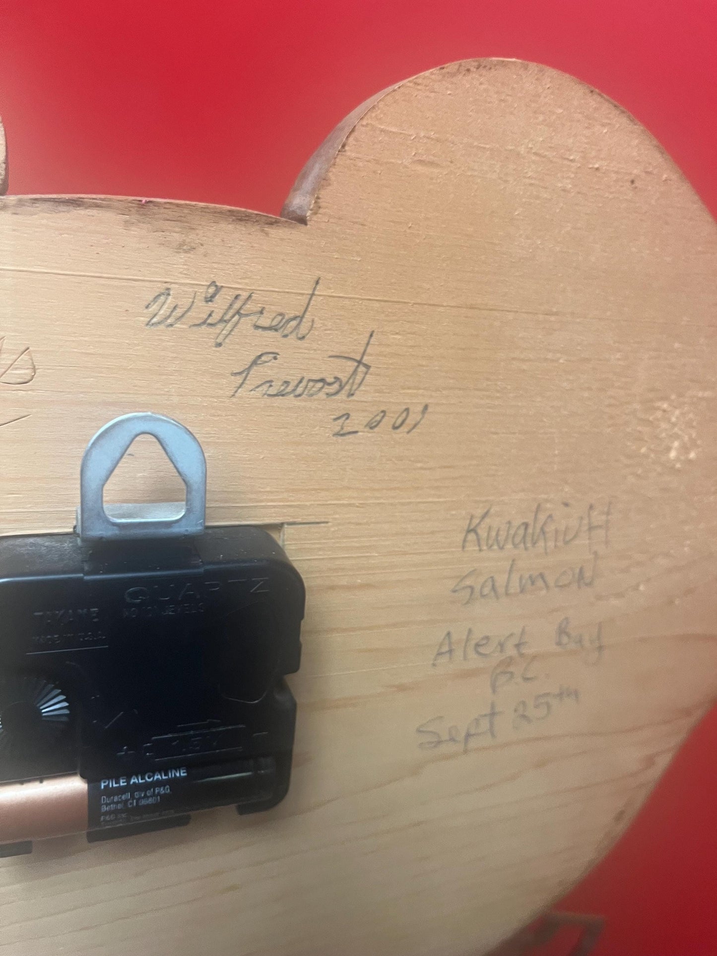 Fabulous unique 15 x 9 inch signed indigenous nations pacific  Northwest Coast salmon clock -  working  great gift