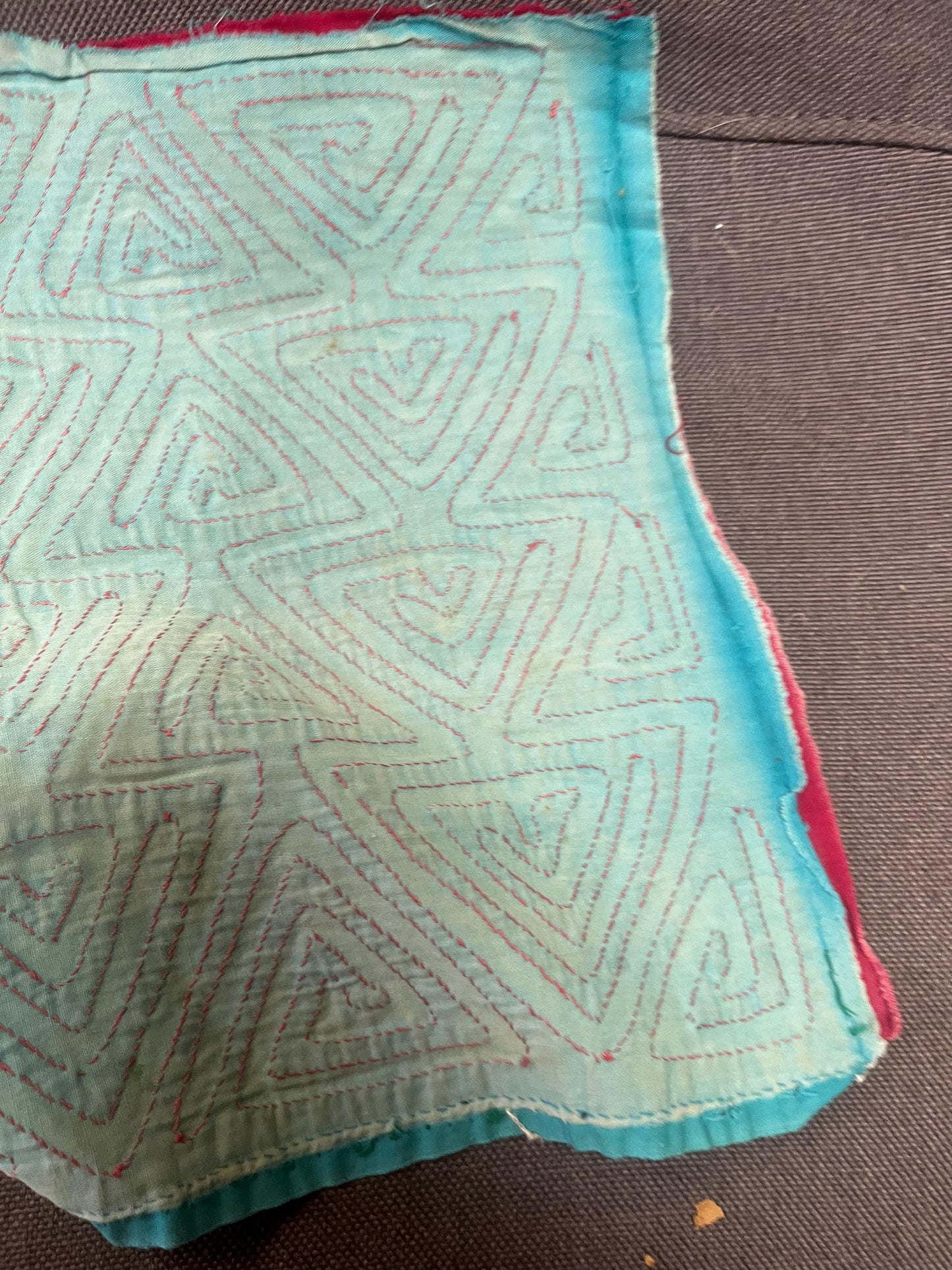 Lovely approximately 12 x 11 South American tribal mola fabric art piece see photos