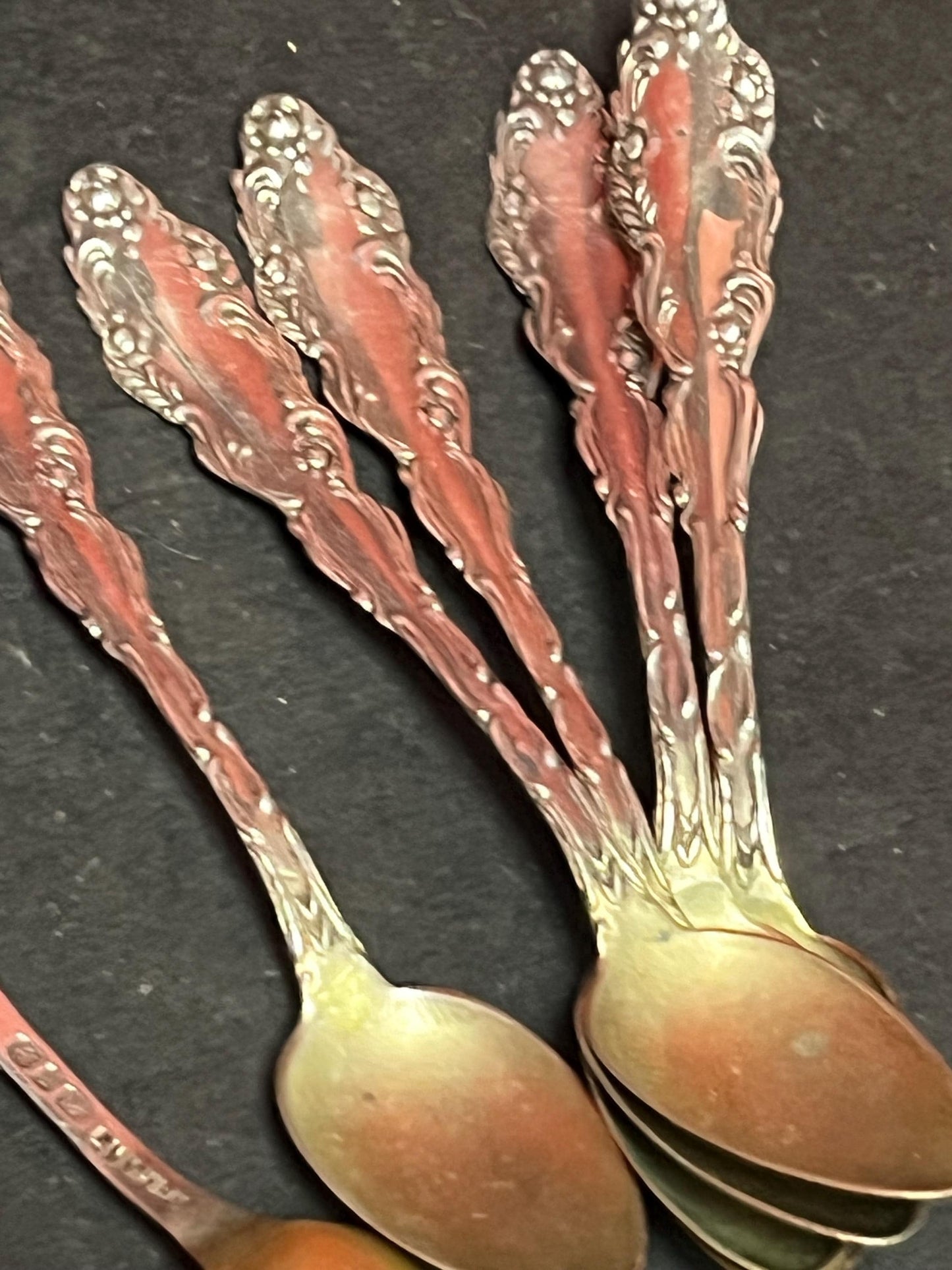 Set of six lovely English sterling hallmarked coffee spoons - 4 inches long