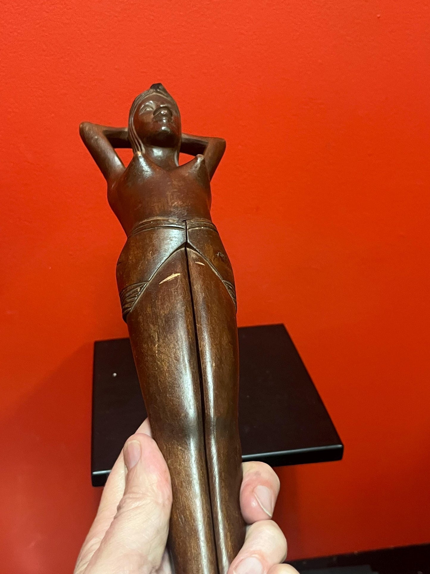 Lovely 13 inch long Philippines wooden nutcrackers perfect gift for the person with everything including tiny chip great value