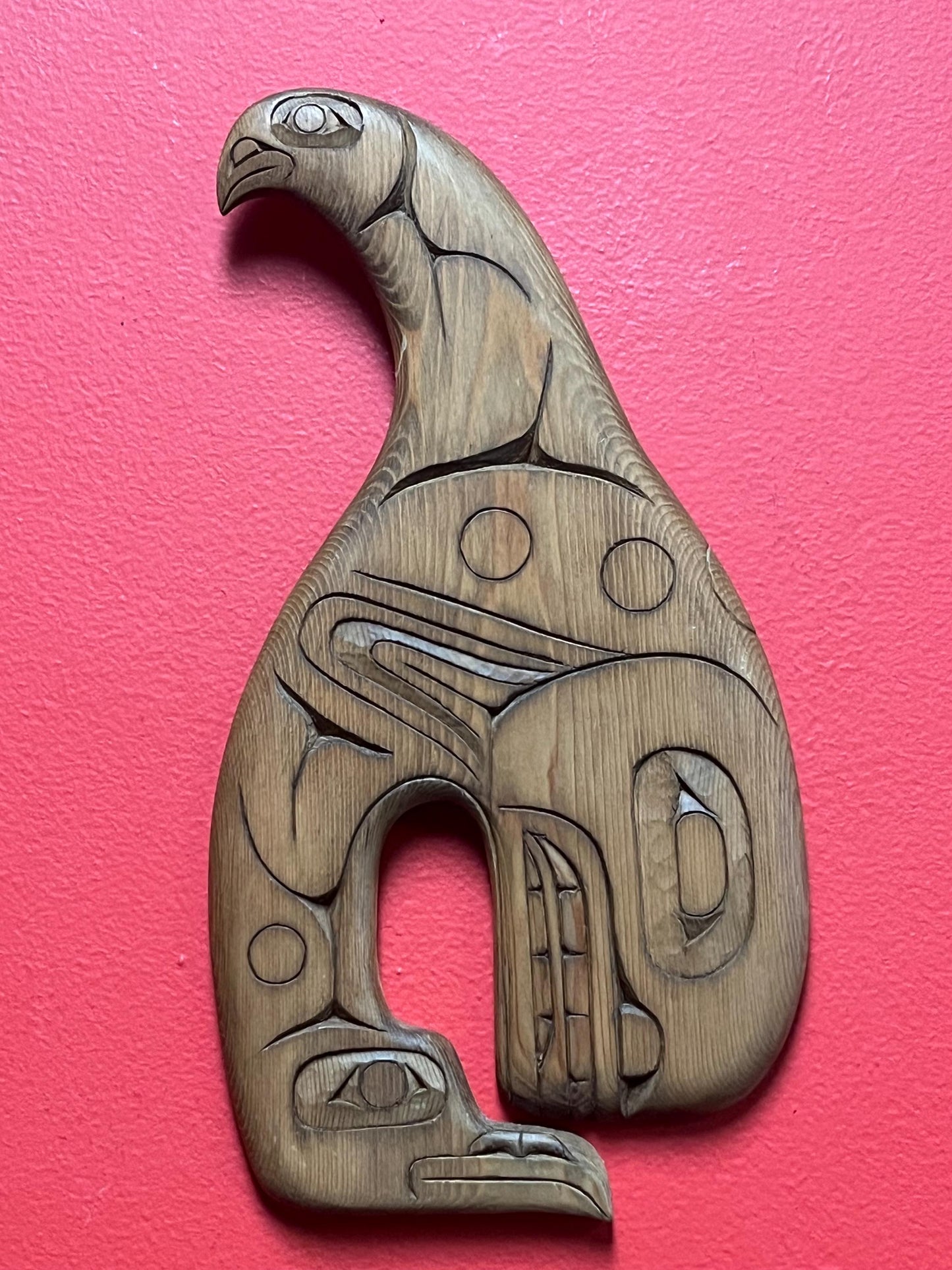 Fabulous 12 x 6 wide indigenous first nations killer whale eagle raven plaque   indigenous first nations Pacific northwest Coast  cedar