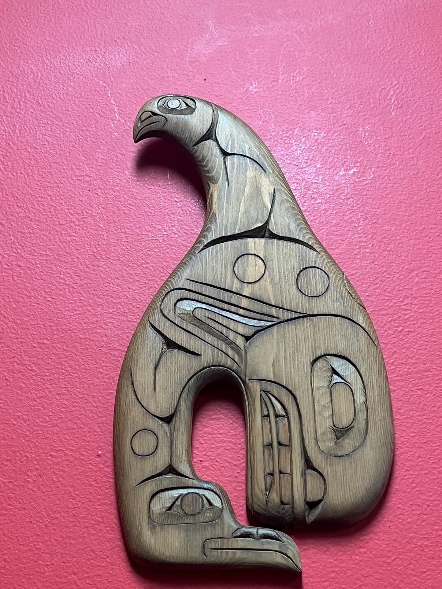 Fabulous 12 x 6 wide indigenous first nations killer whale eagle raven plaque   indigenous first nations Pacific northwest Coast  cedar