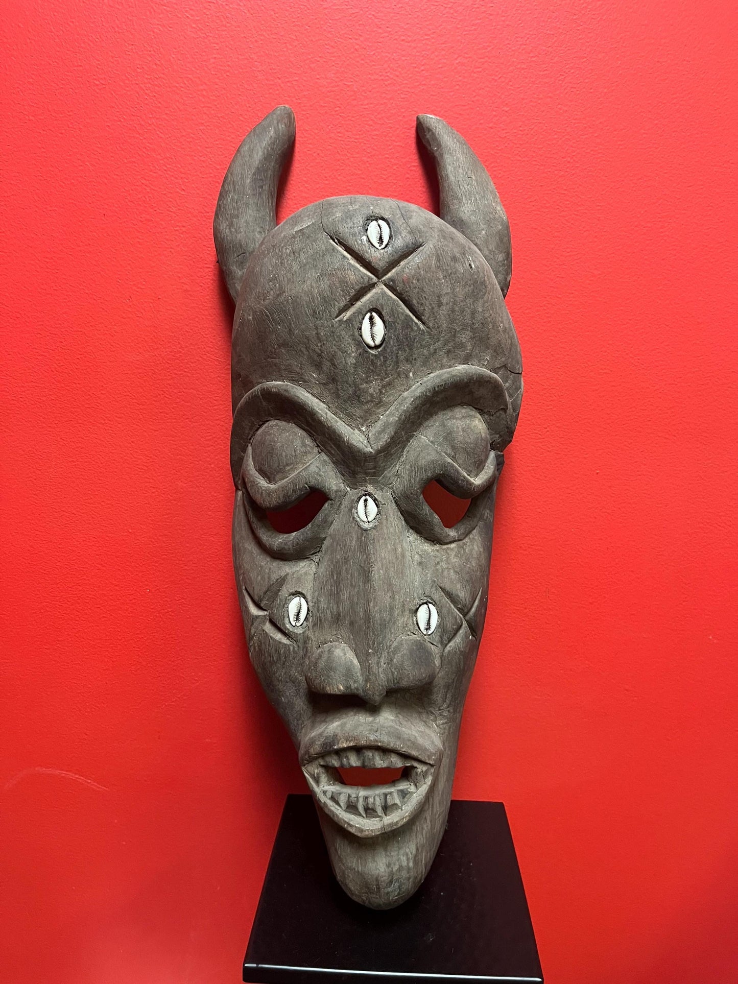 26 x 9 inch fabulous 1950s African Tanzanian artefact mask Great condition and wonderful patina From important collection -wow