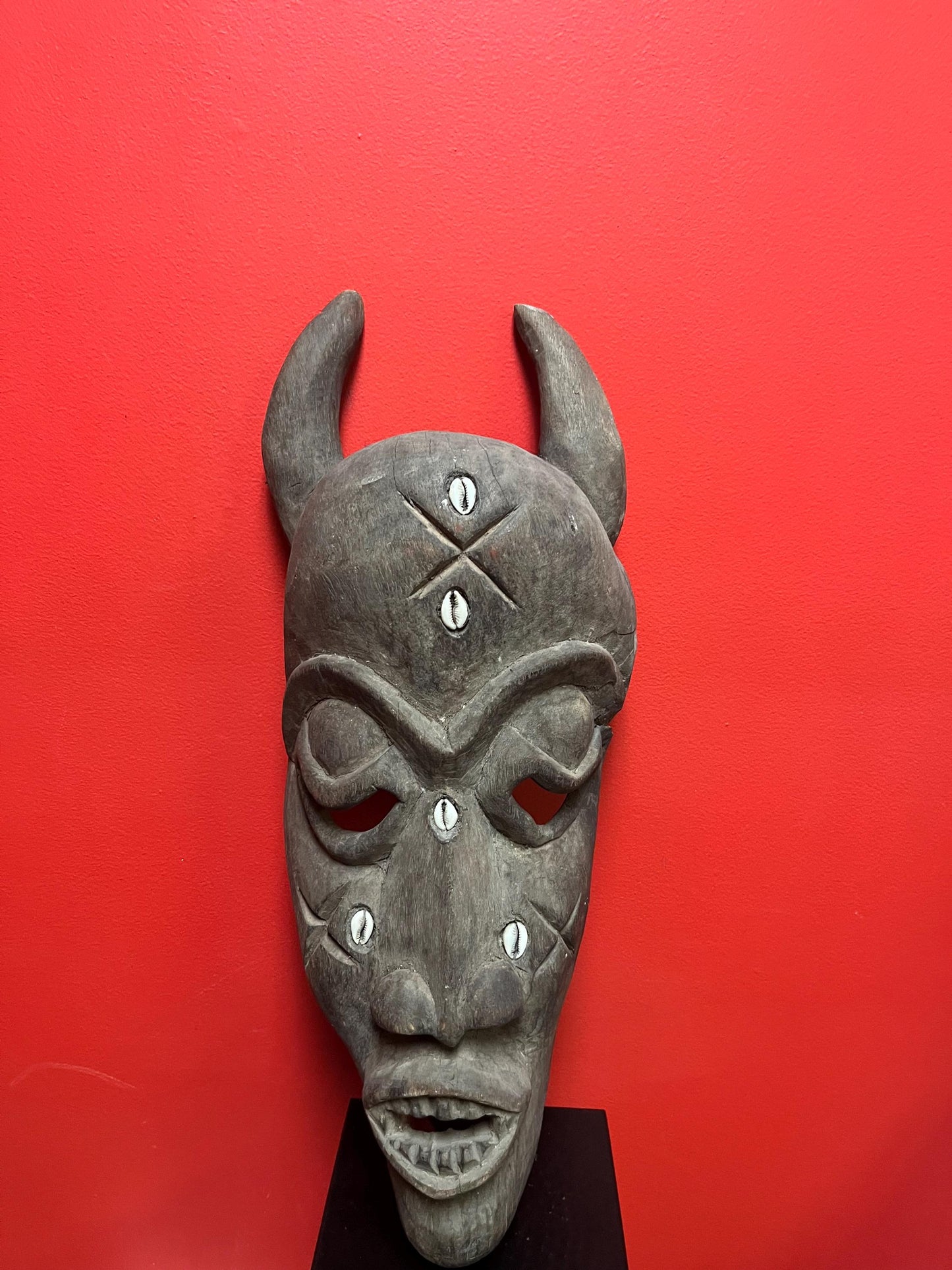 26 x 9 inch fabulous 1950s African Tanzanian artefact mask Great condition and wonderful patina From important collection -wow
