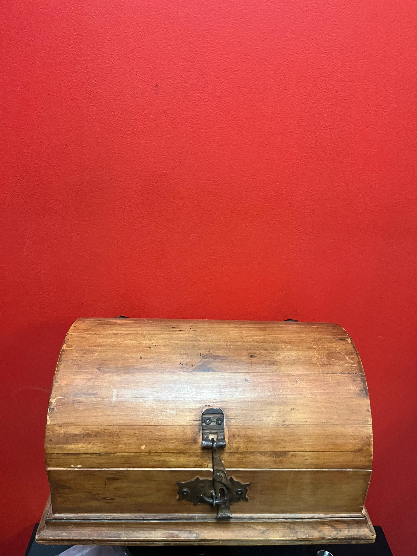 17 x 10 x 9 high antique wooden pirates chest with amazing hardware in great condition wonderful gift and very good value